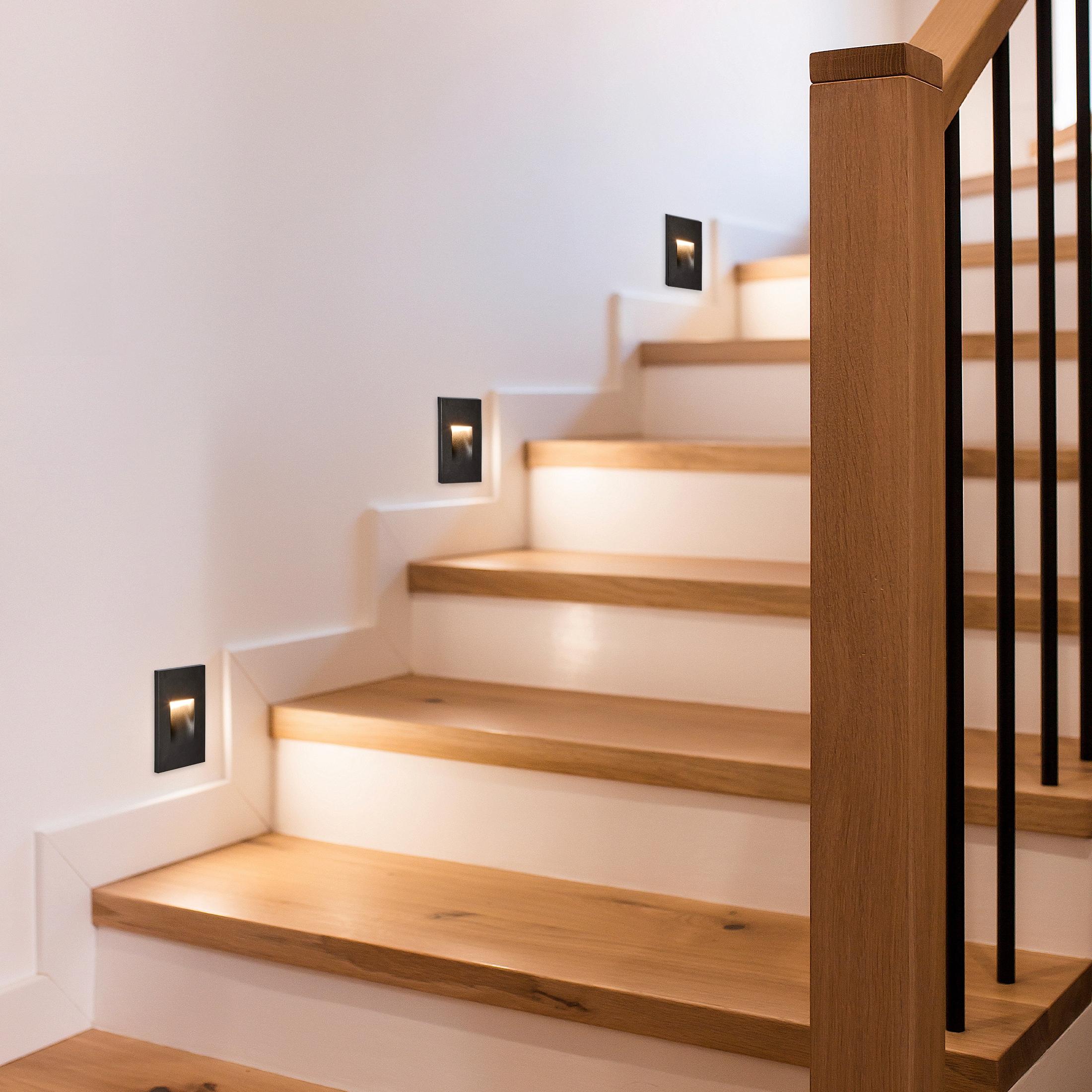 Vertical LED Step Light, Indoor/Outdoor Stair Light, 3 CCT Color Selectable 3000K/4000K/5000K, Black (2-Pack)
