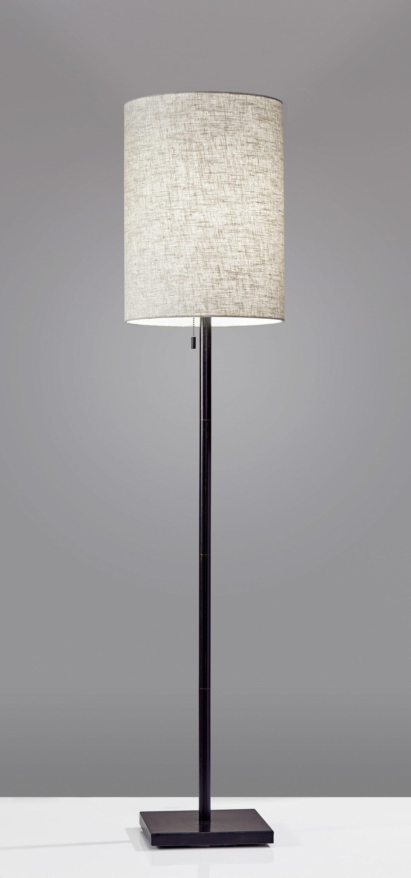 60.5" Liam Floor Lamp Golden Bronze - Adesso: Elegant Pull Chain, UL Listed, Beige Linen Shade