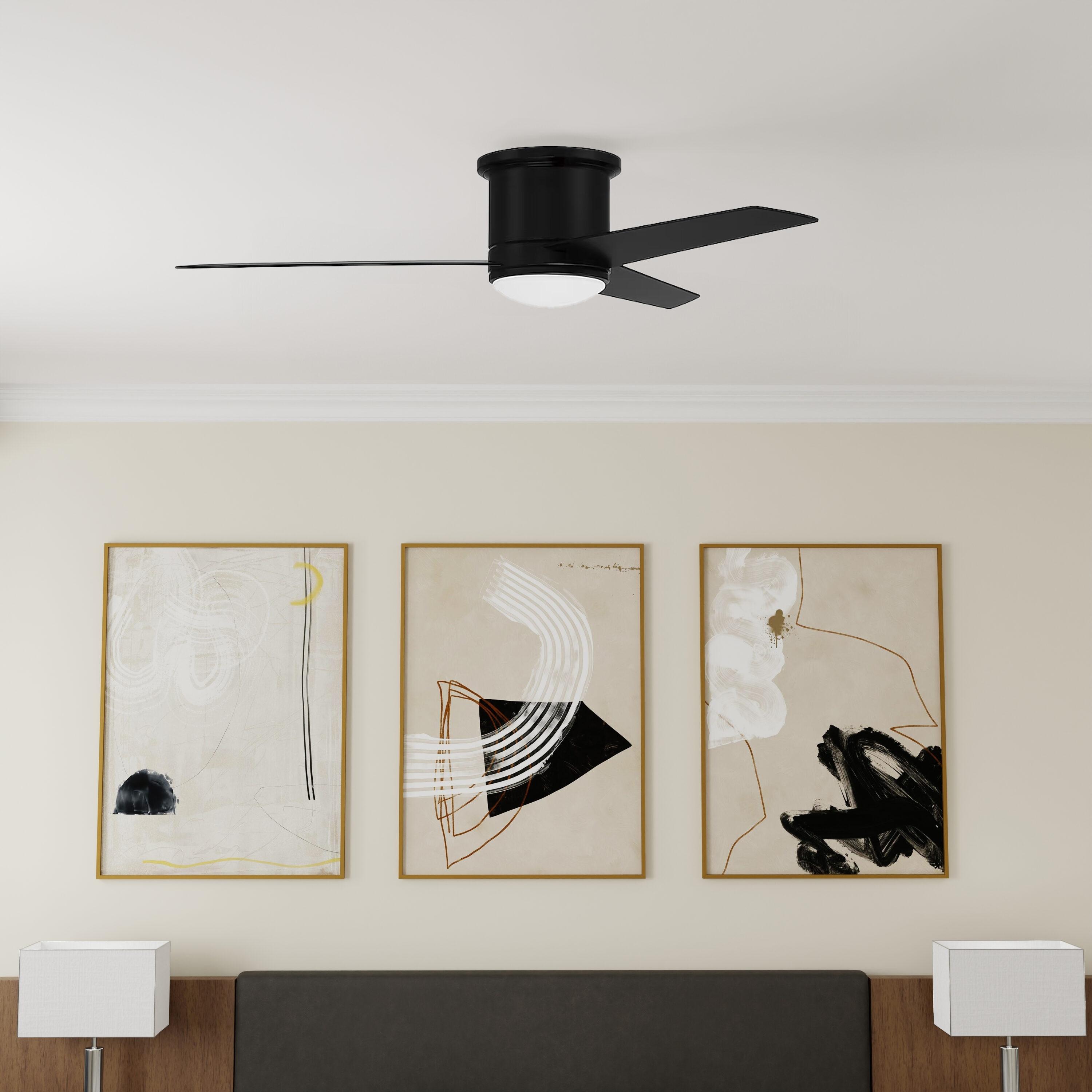 Cole 52" Flat Black Modern Ceiling Fan with LED Light and Remote
