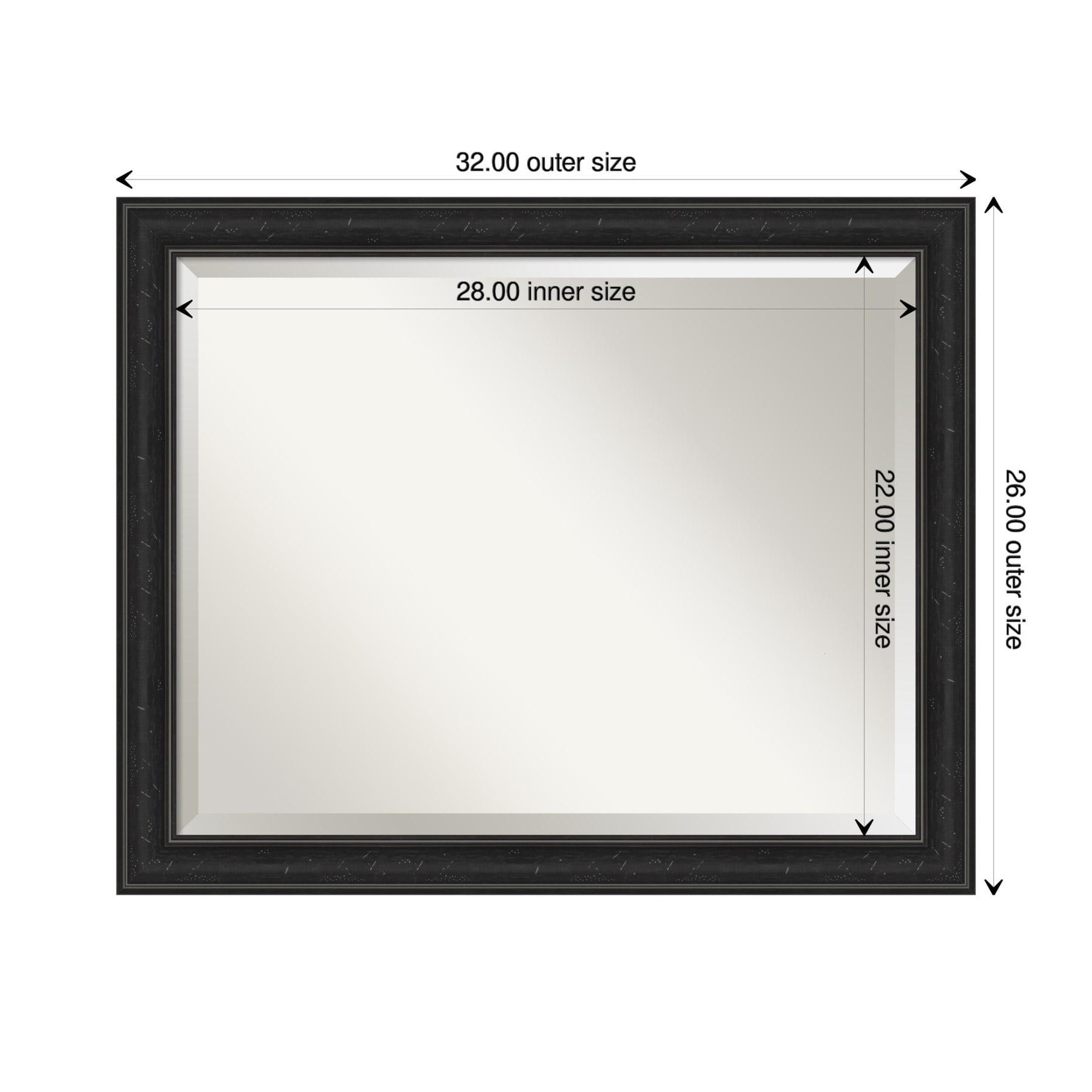 Amanti Art Beveled Bathroom Wall Mirror - Shipwreck Black Narrow Frame Outer Size: 32 x 26 in