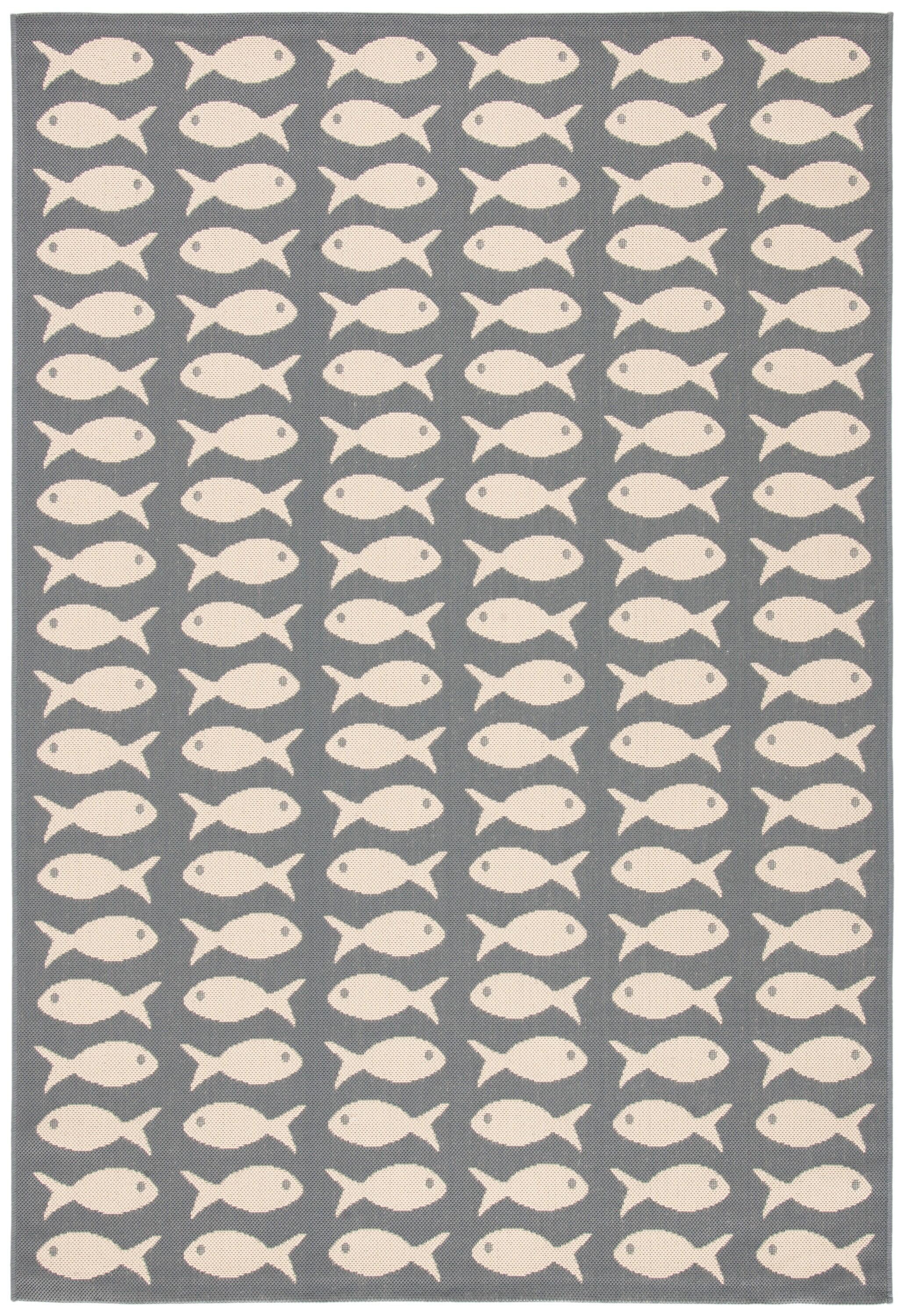 Courtyard CY6013 Power Loomed Indoor and Outdoor Area Rug - Grey/Beige - 6'7"x9'6" - Safavieh