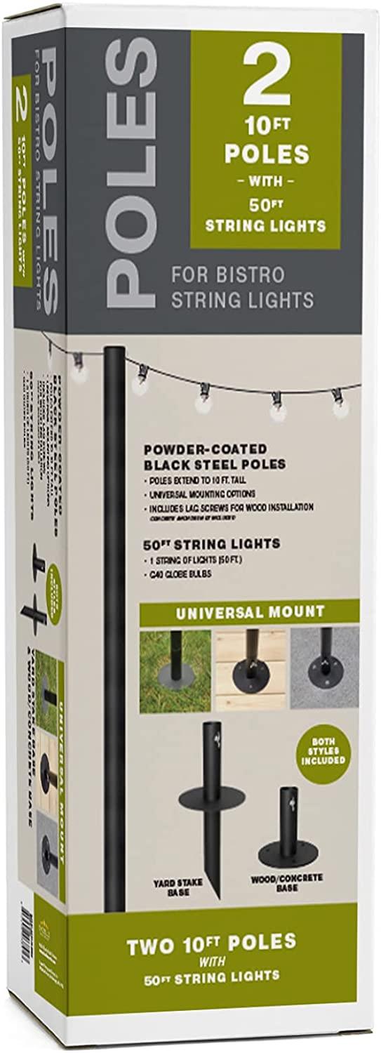 Bistro String Light Poles & 50ft of String Lights