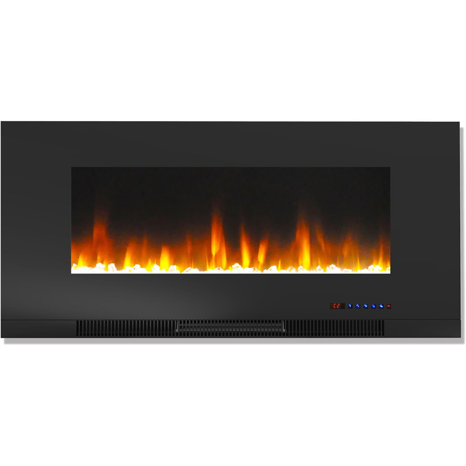 Cambridge Somerset 70-In. White Electric Fireplace TV Stand with Multi-Color LED Flames, Crystal Rock Display, and Remote Control