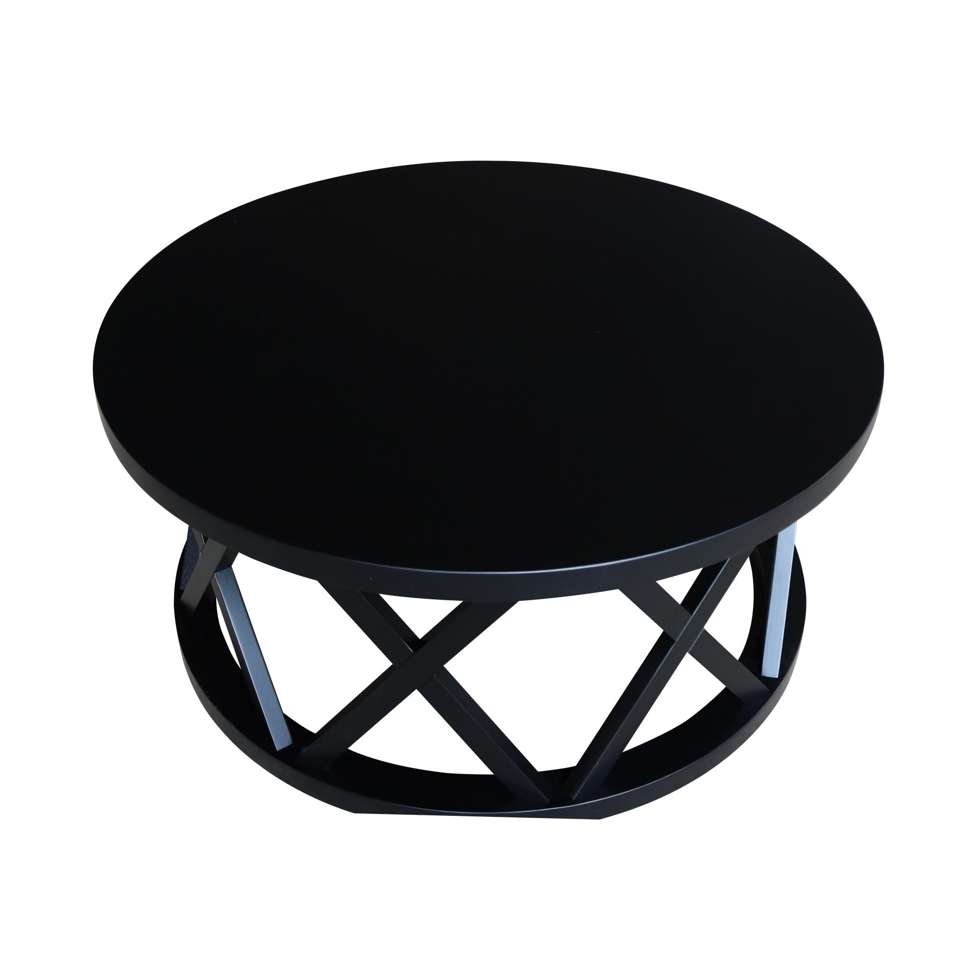 40" Ceylon Round Coffee Table Black - International Concepts: Hardwood Frame, Spot Clean, 18" Height