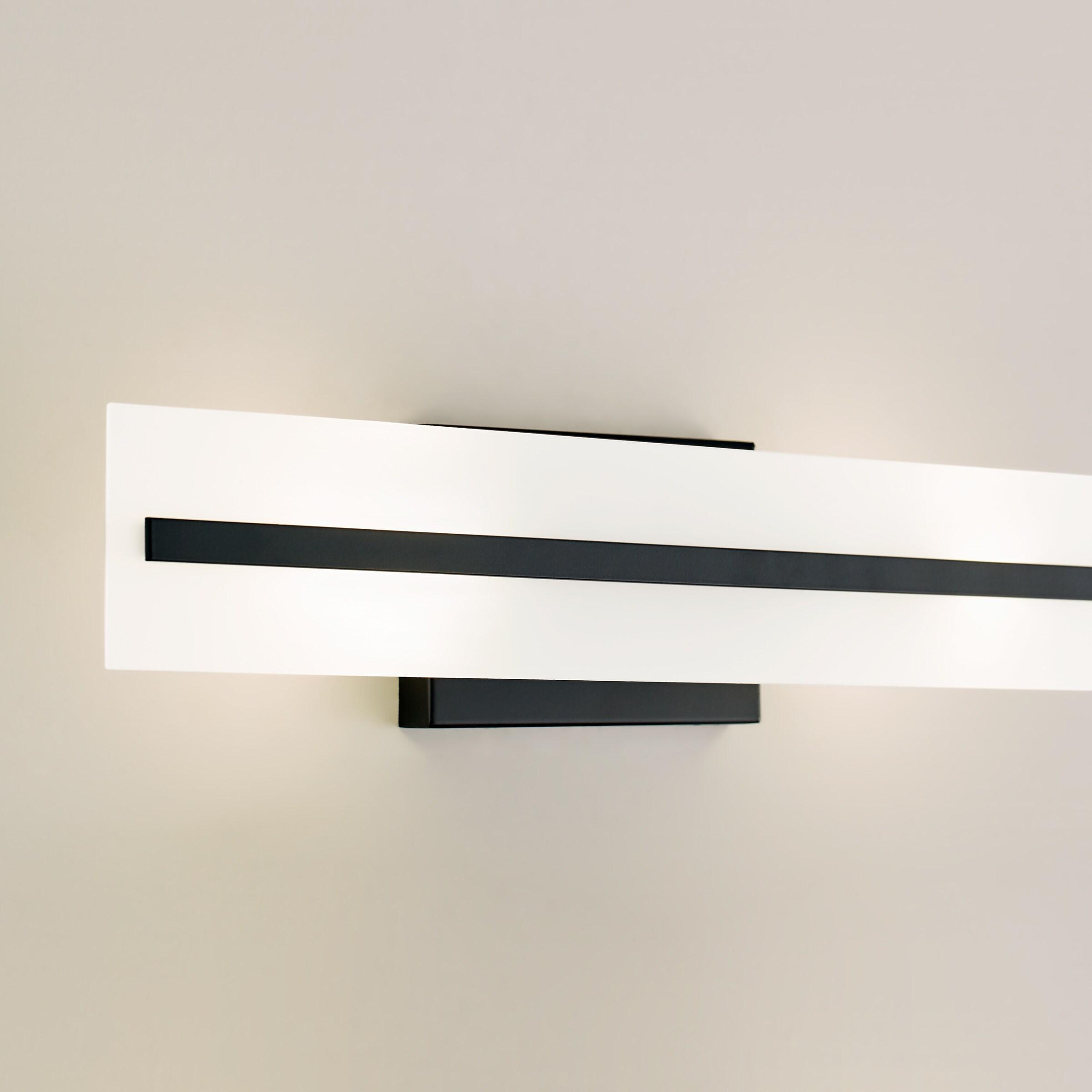 Midnight Black Steel 24" Bath Vanity Light with Satin Etched Glass Shades