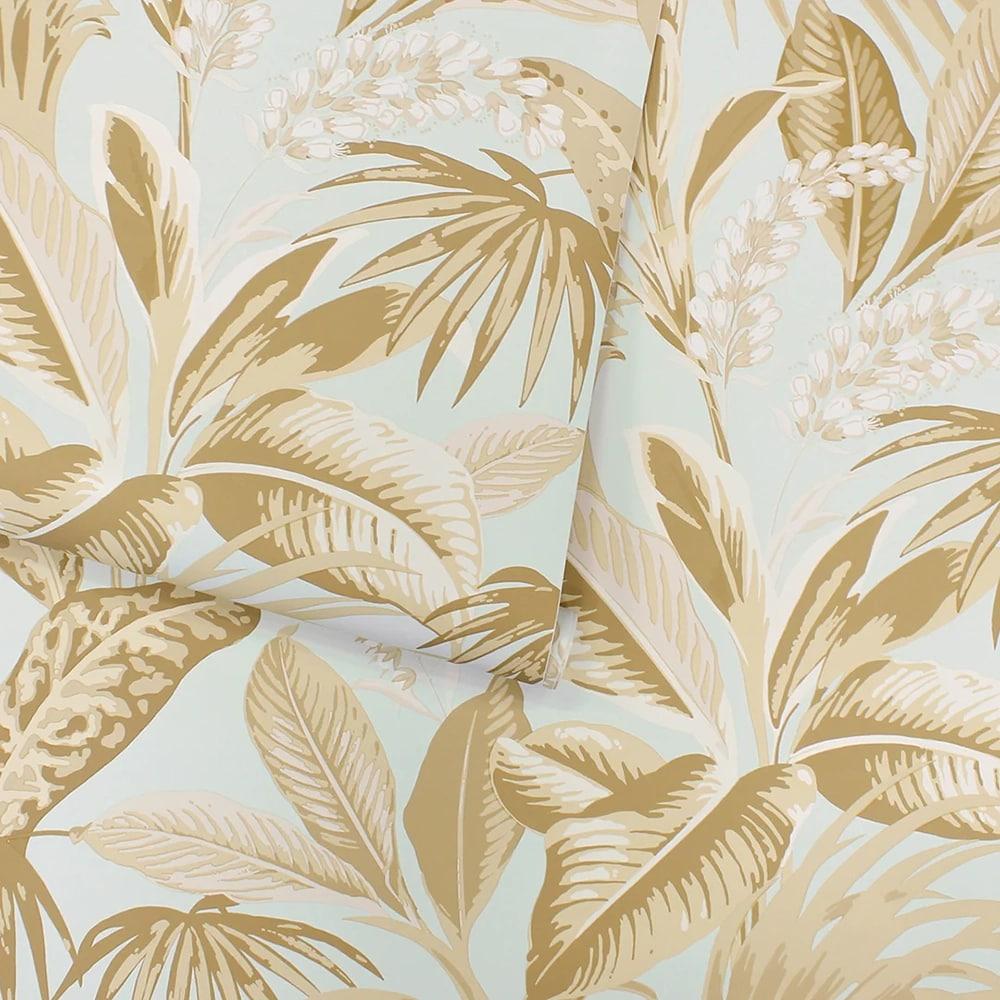 Tempaper & Co.® Havana Palm Removable Peel and Stick Wallpaper, Robins Egg, 28 sq. ft.: Vinyl Botanical Leaf Design, Self-Adhesive