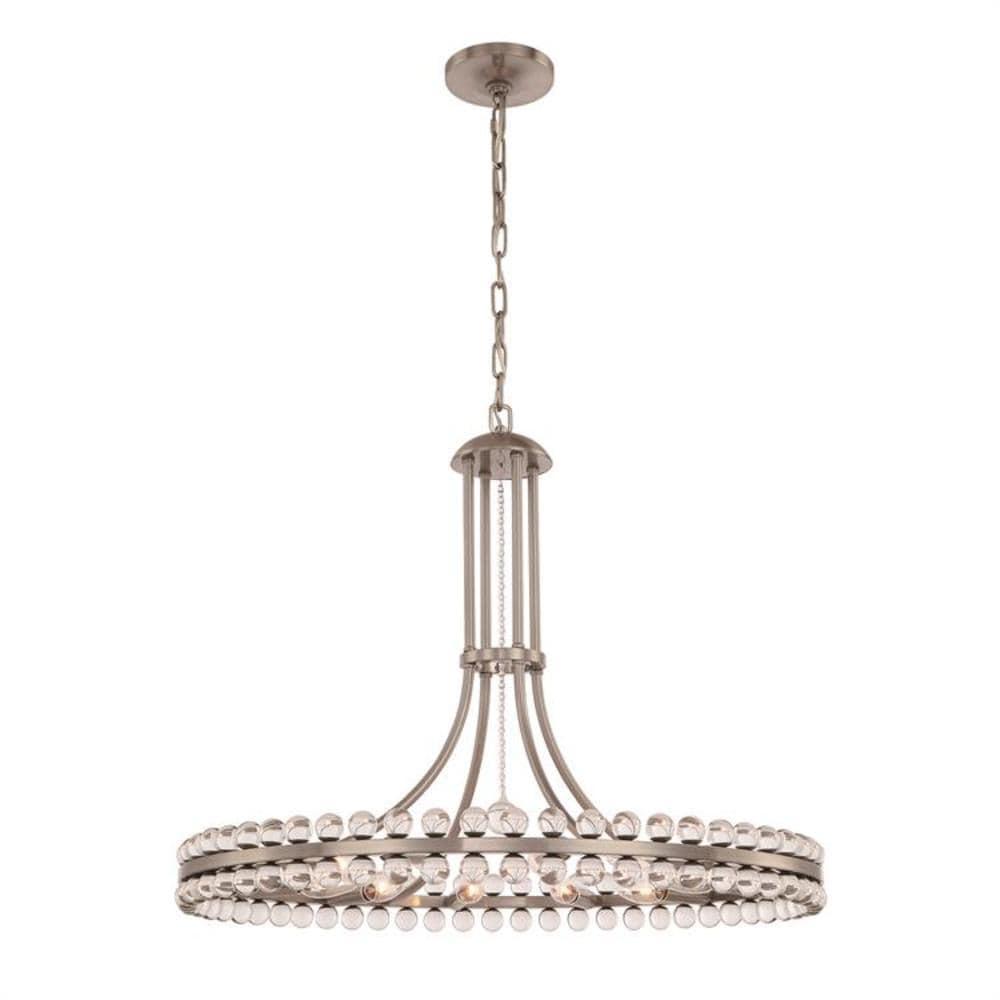 Brushed Nickel and Glass 12-Light Chandelier
