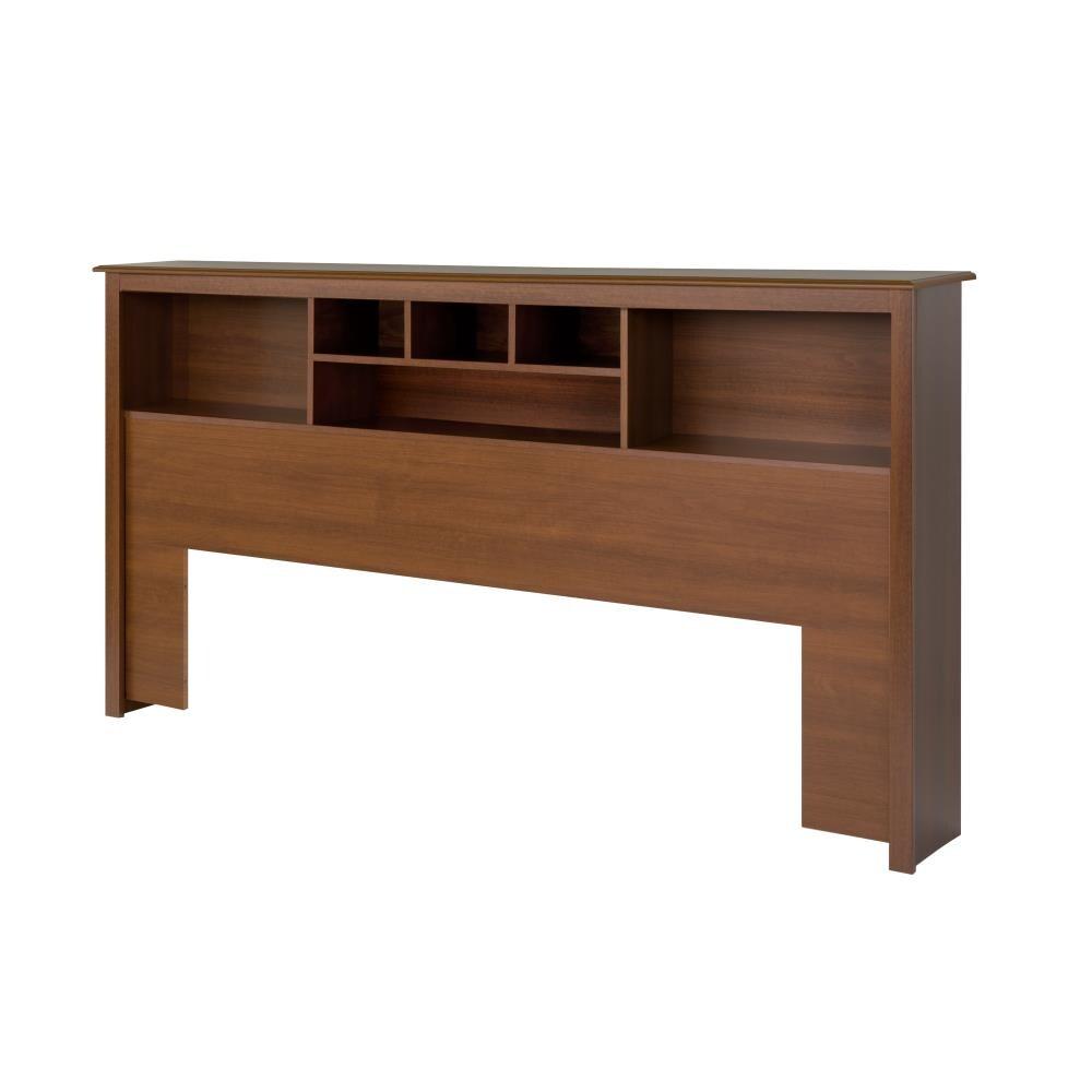 Prepac King Bookcase Headboard Cherry: Wood Composite Storage, No Box Spring Needed, Spot Clean