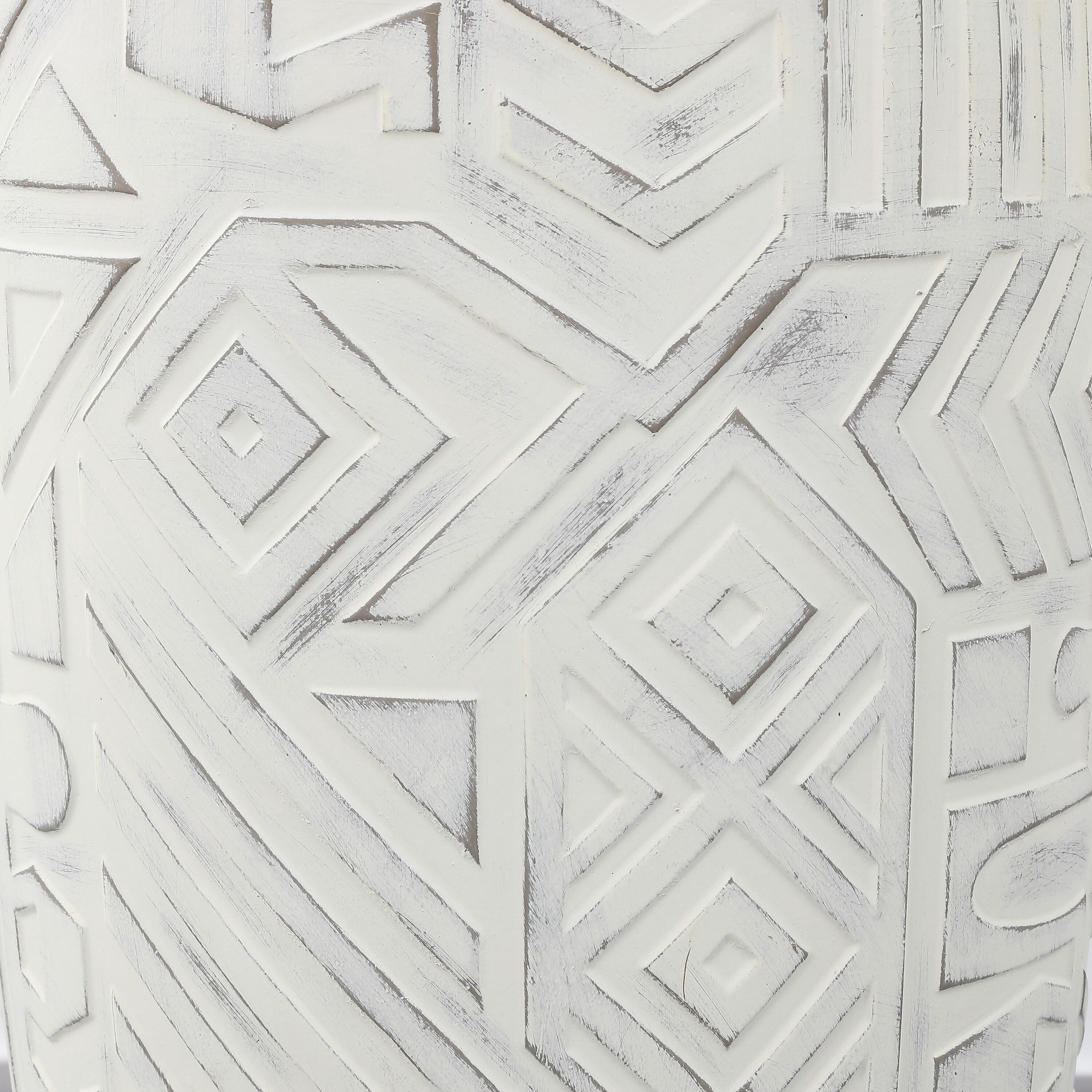 JONATHAN Y Rafi 17.75" Transitional Bohemian Geometric Drum Garden Stool, Cream