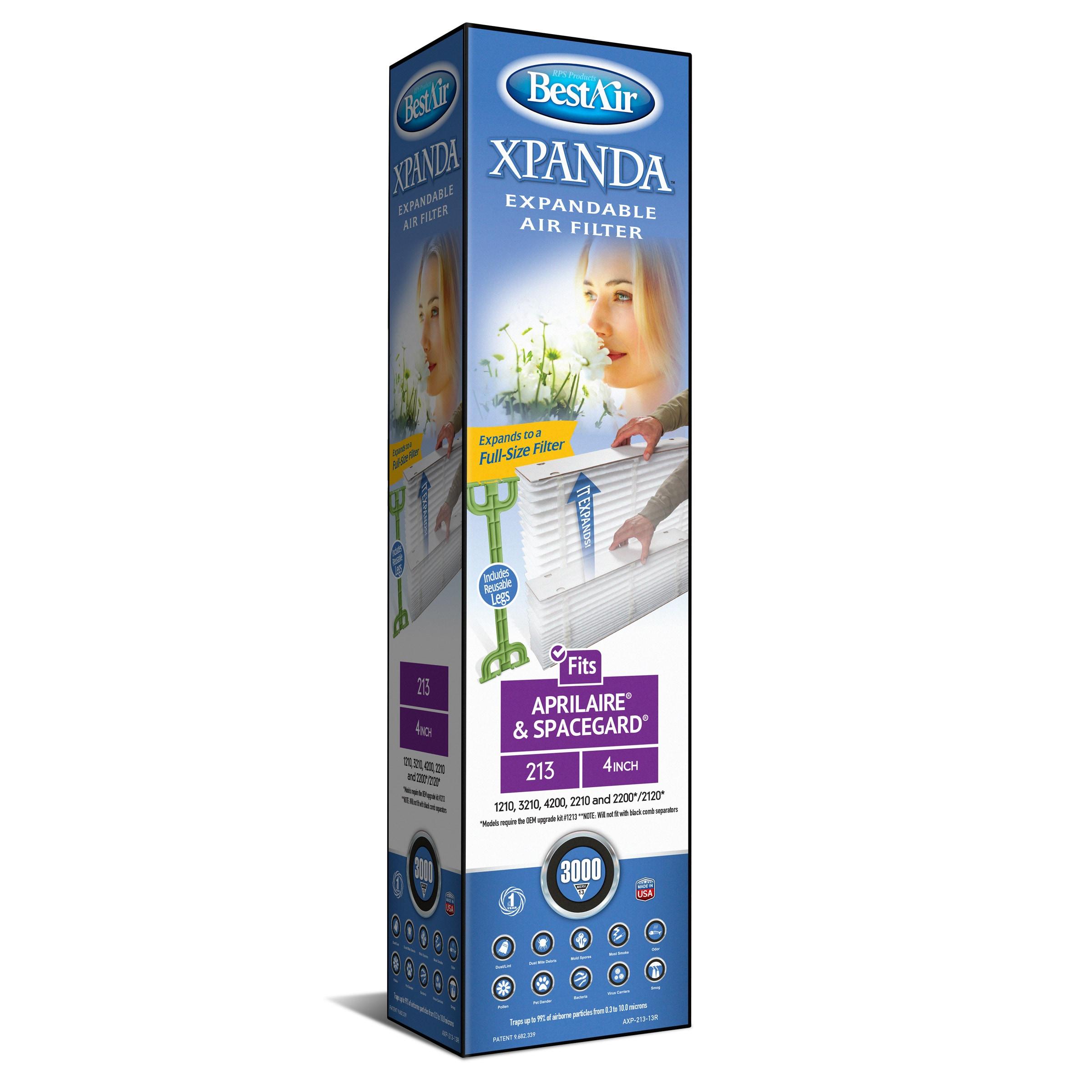 BestAir 2pk 25.5" x 4" Aprilaire & Spacegard Xpanda Replacement Air Furnace Filter MERV 13: EPA Certified, Captures Allergens