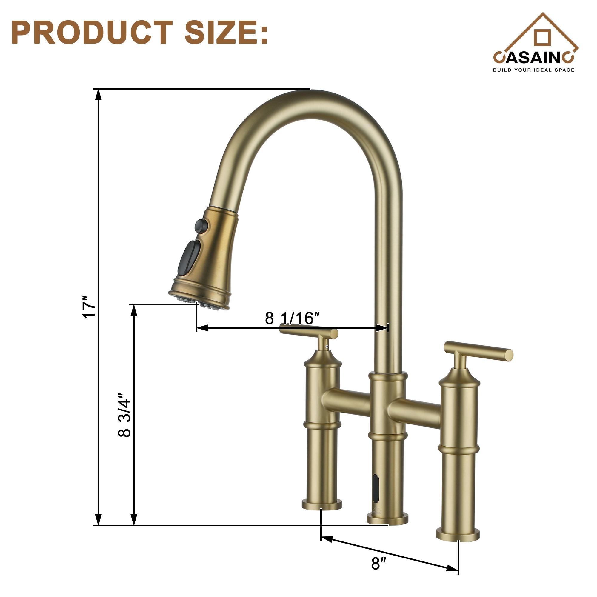 CASAINC Bridge Pull Down Touchless Sensor Kitchen Faucet with 2 Handles