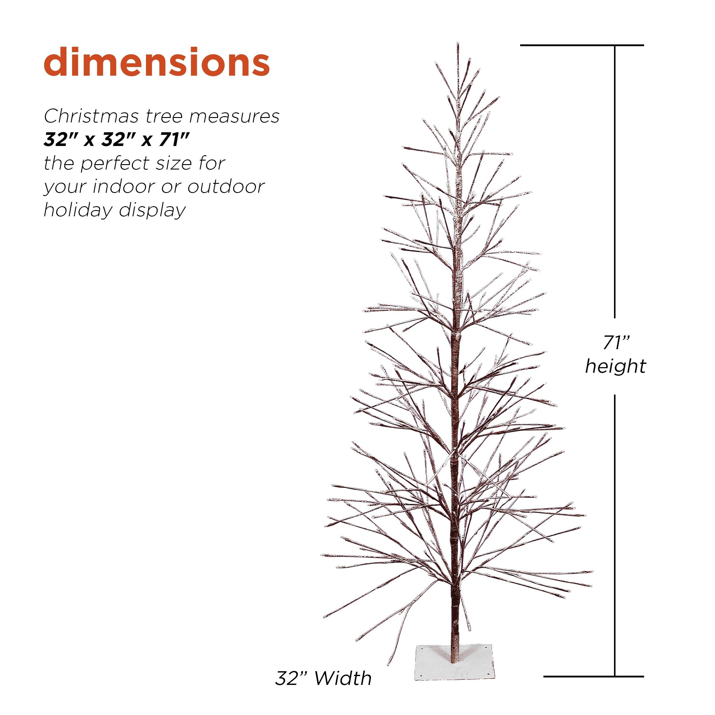 Alpine Corporation 71" High Indoor/Outdoor Artificial Flocked Christmas Tree with LED Lights, Brown