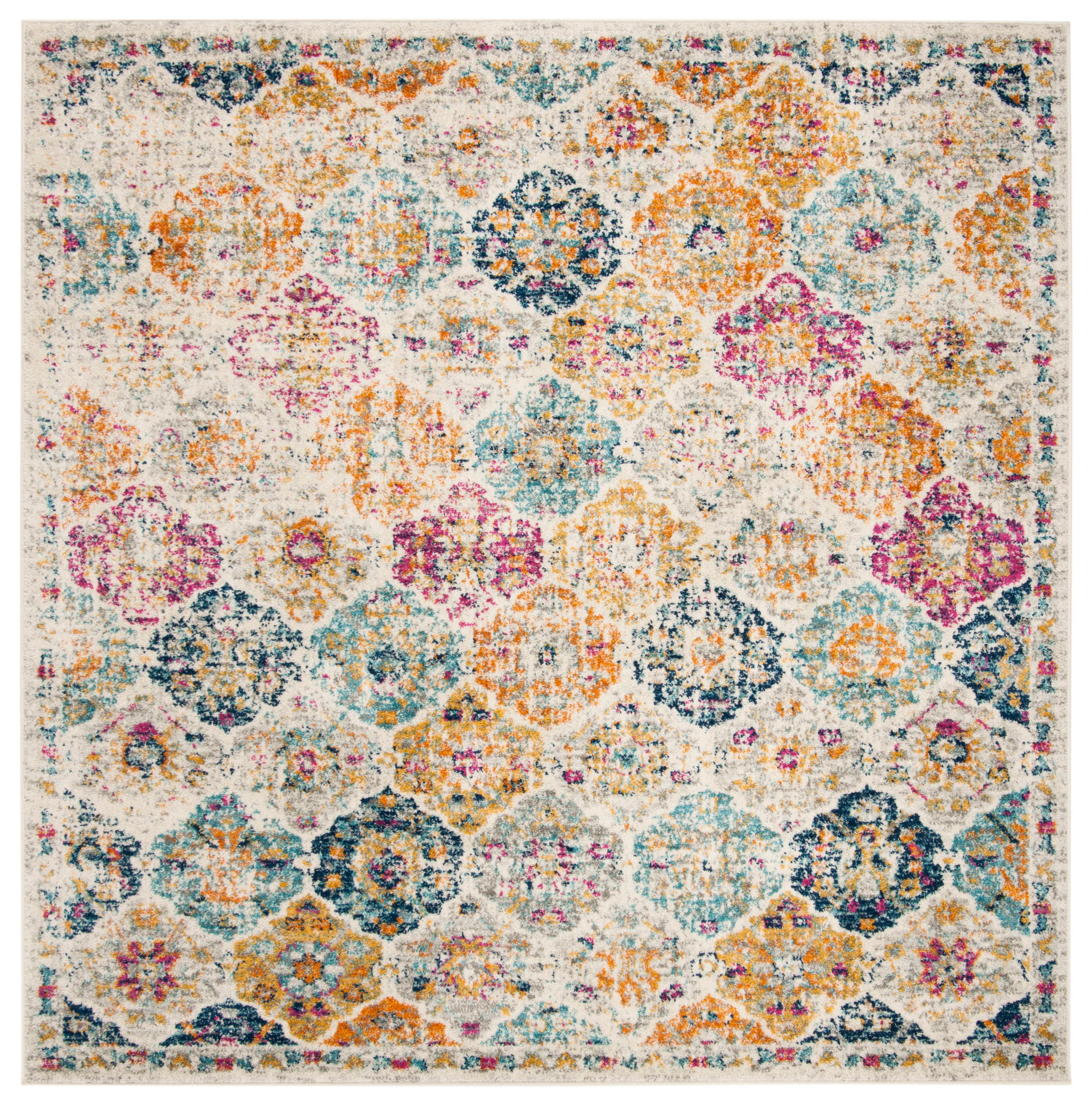 Madison MAD611 Power Loomed Indoor Area Rug - Cream/Multi - 4'x4' - Safavieh