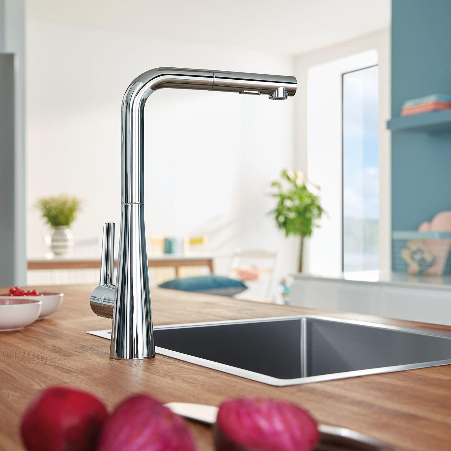 Zedra Pull Out Single Handle Kitchen Faucet With Accessories