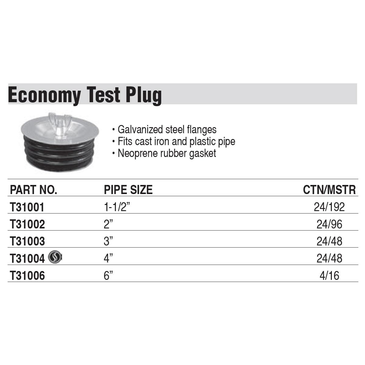 4-Inch Galvanized Steel and Rubber Mechanical Test Plug