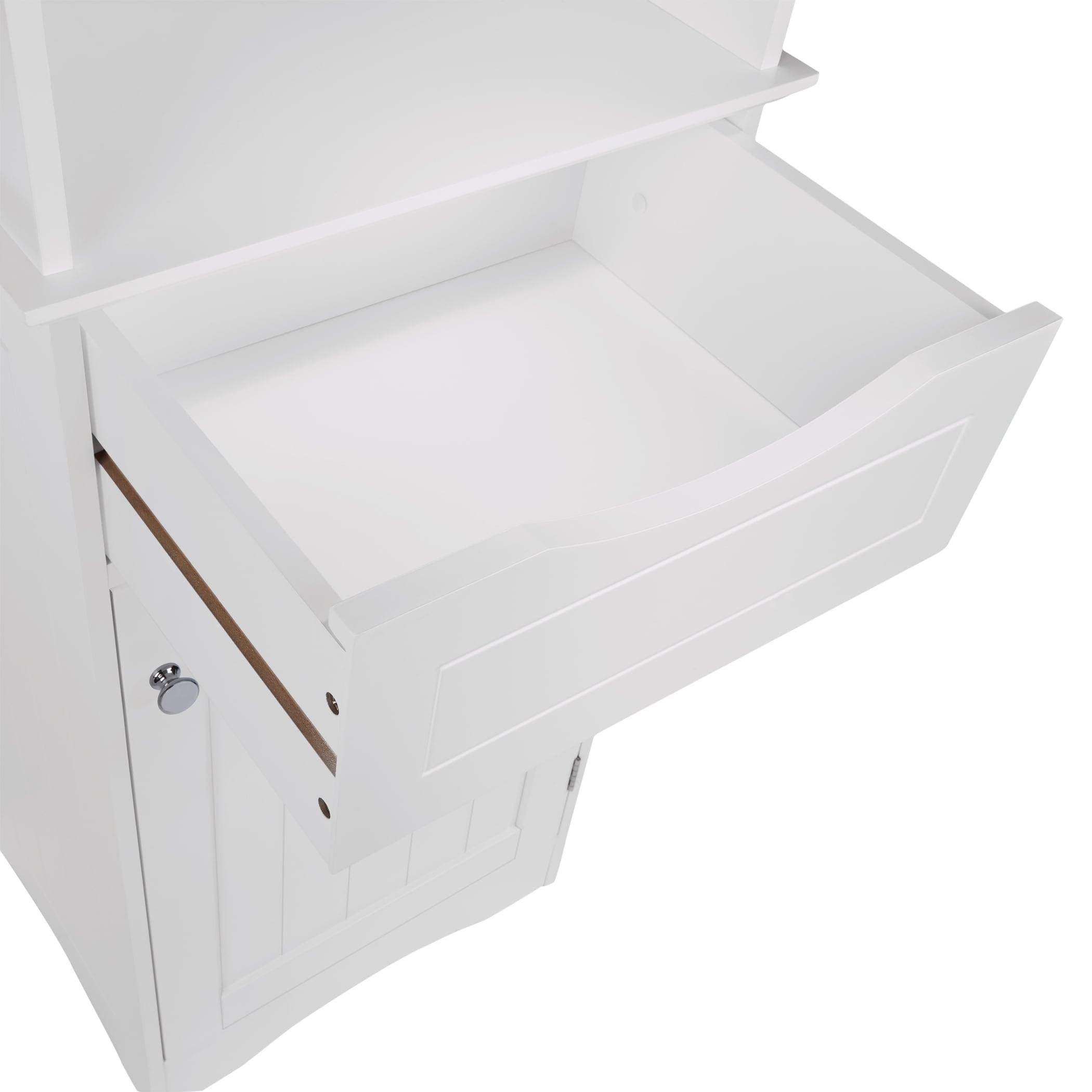 RiverRidge Ashland Tall Bathroom Storage Linen Cabinet and Organizer with Drawer and Shelves
