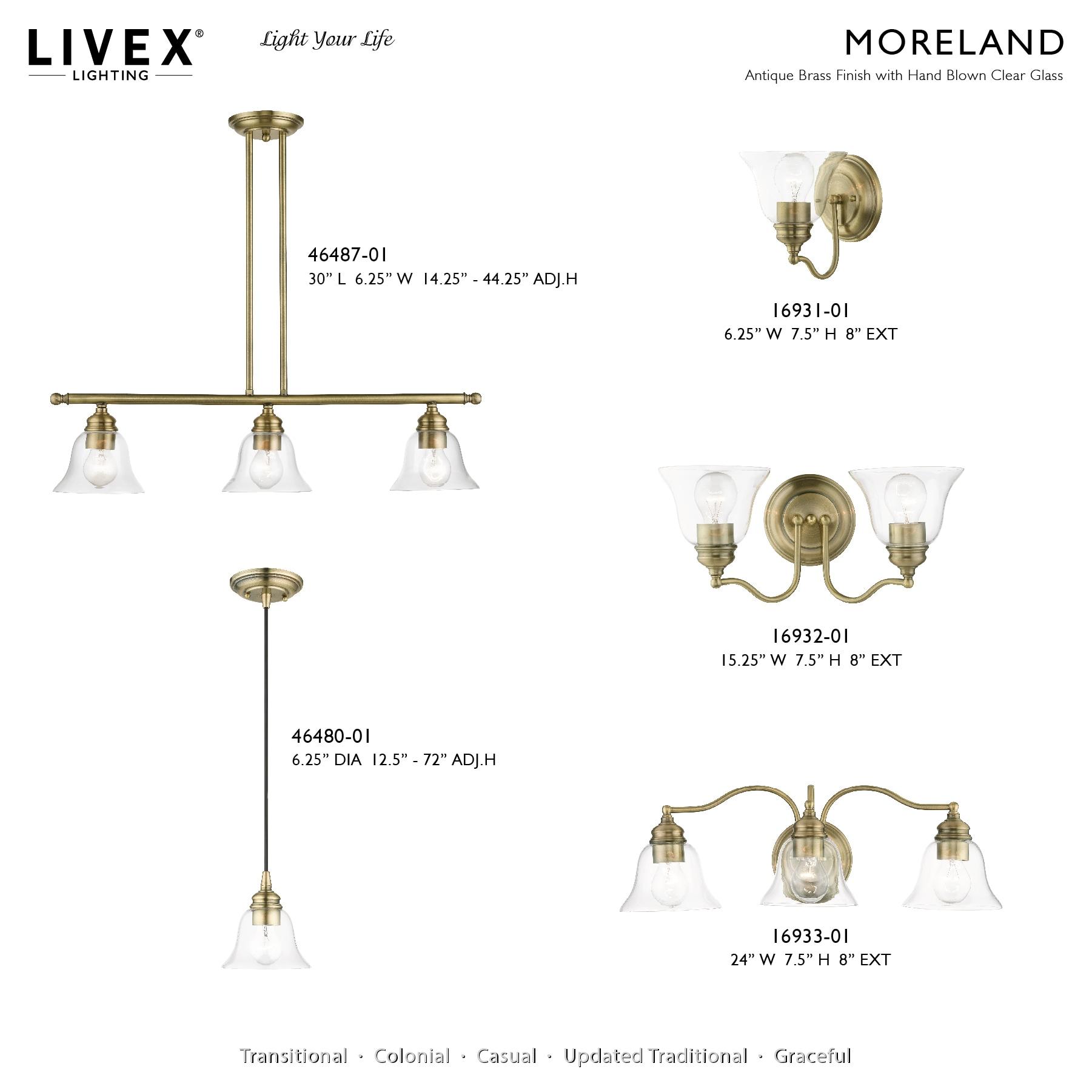 Livex Lighting Moreland 2 - Light Vanity in  Antique Brass