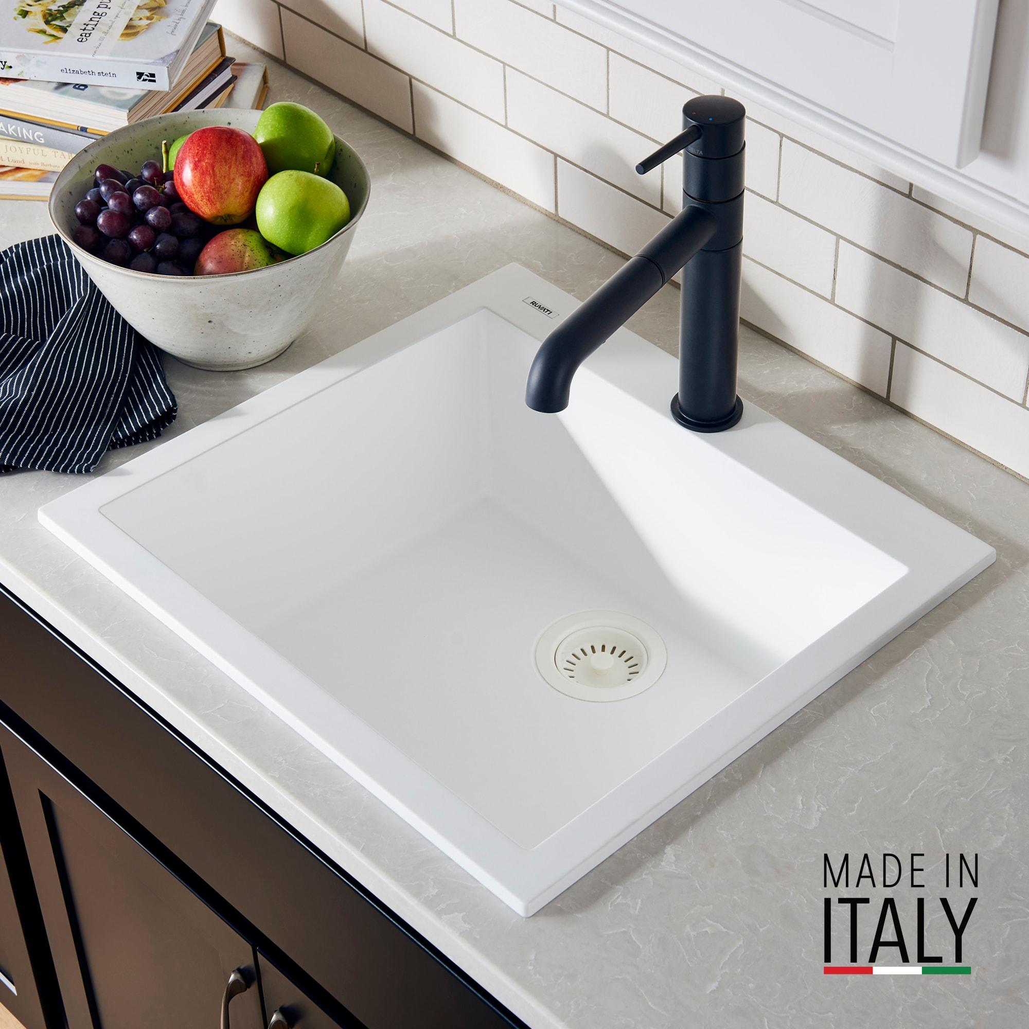 Ruvati Ruvati epiGranite Drop-in Topmount Granite Composite Kitchen Sink RVG1022WH