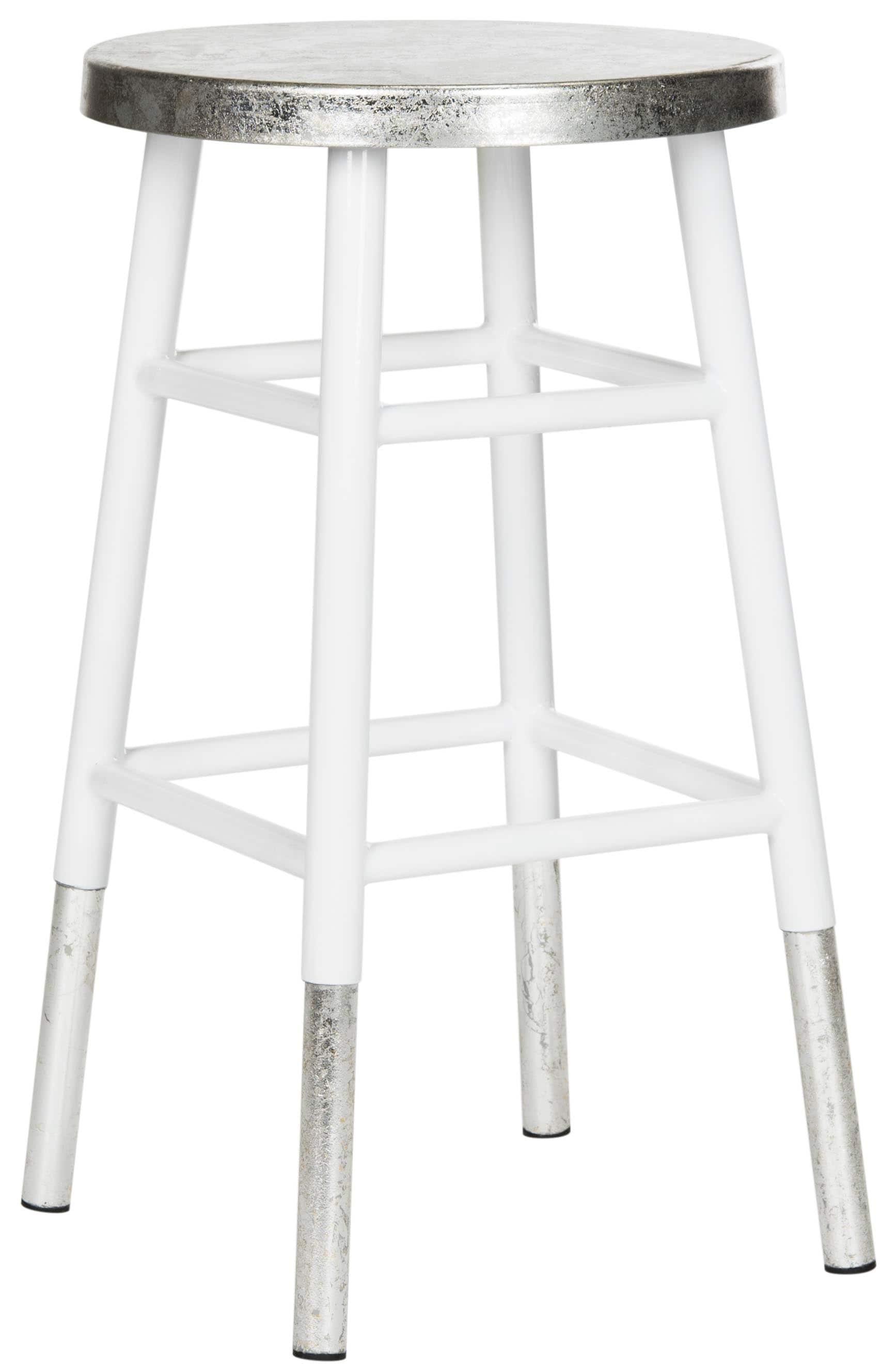 Kenzie Silver Dipped Counter Stool - FOX3211 - White/Silver - Safavieh Couture