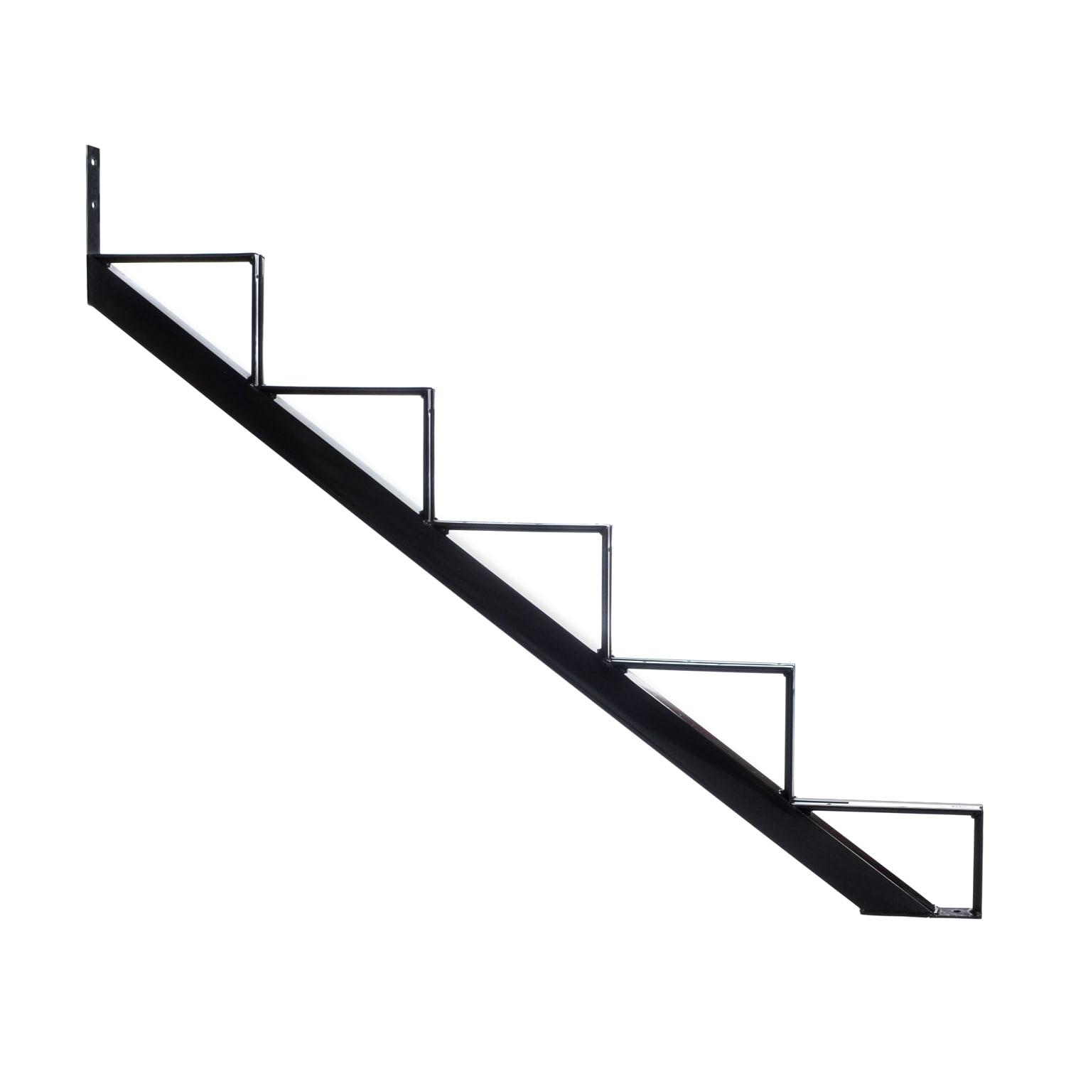 Black Painted Steel 5-Step Outdoor Stair Stringer