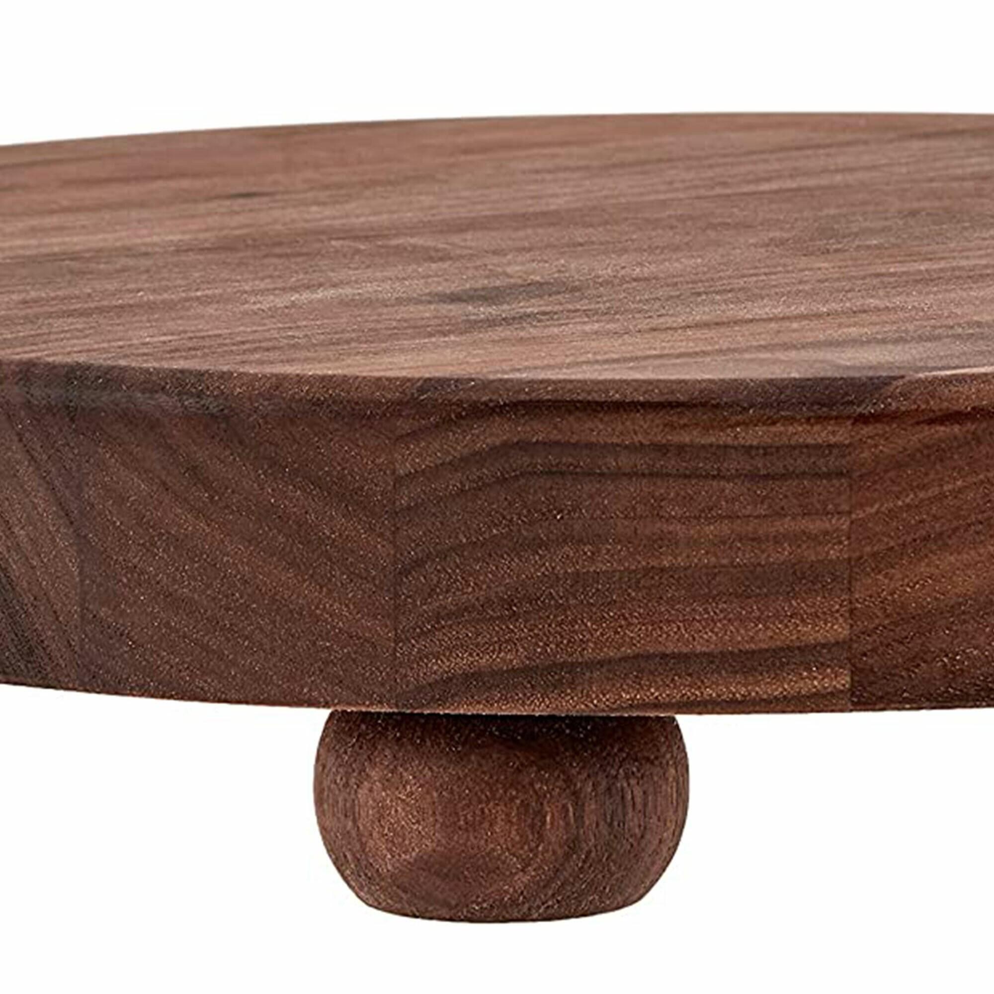 Gift 1.5" Edge Grain Walnut 12" Round Cutting Board with Wood Feet