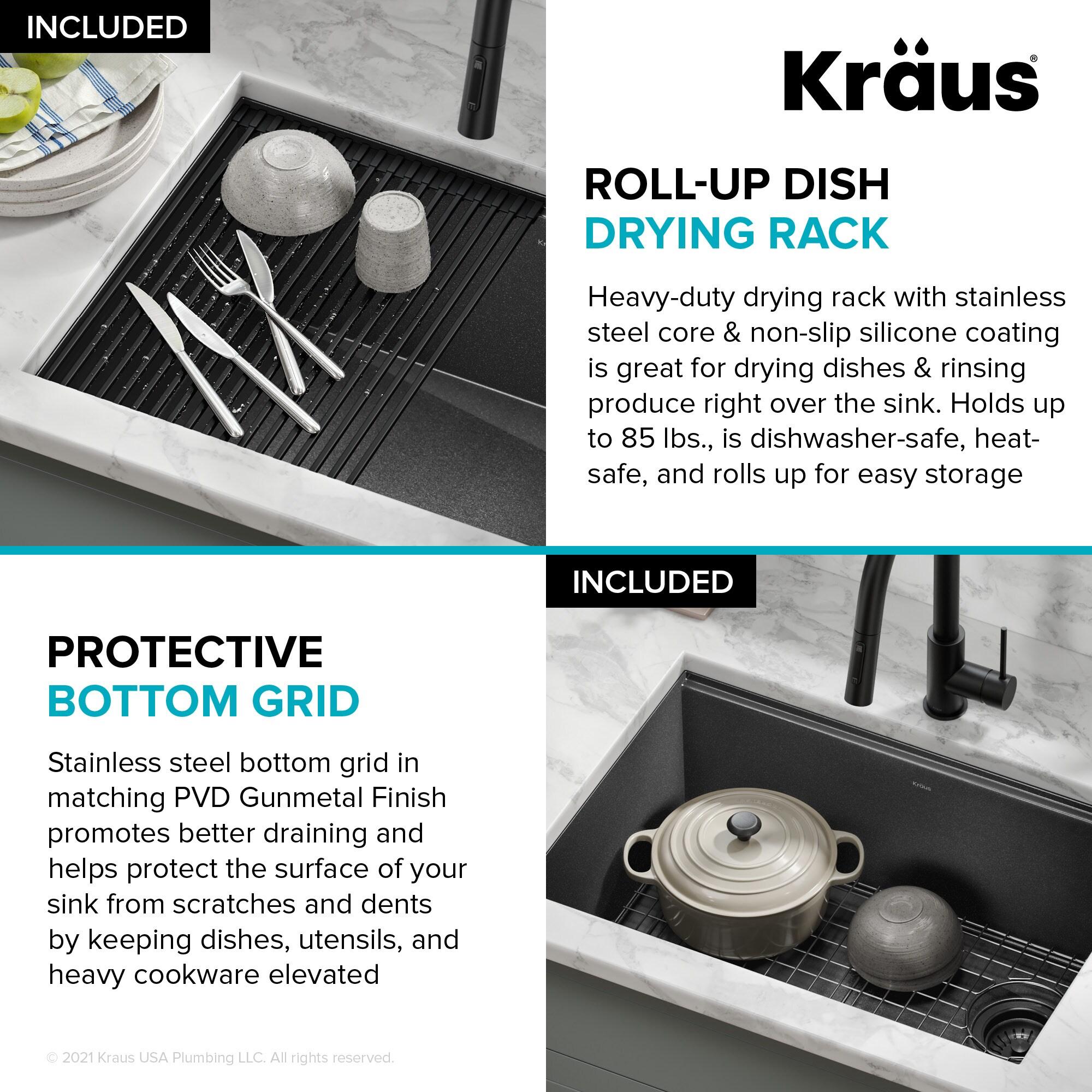 KRAUS Kore™ 27" L Undermount Workstation 16 Gauge Black Stainless Steel Single Bowl Kitchen Sink in PVD Gunmetal Finish