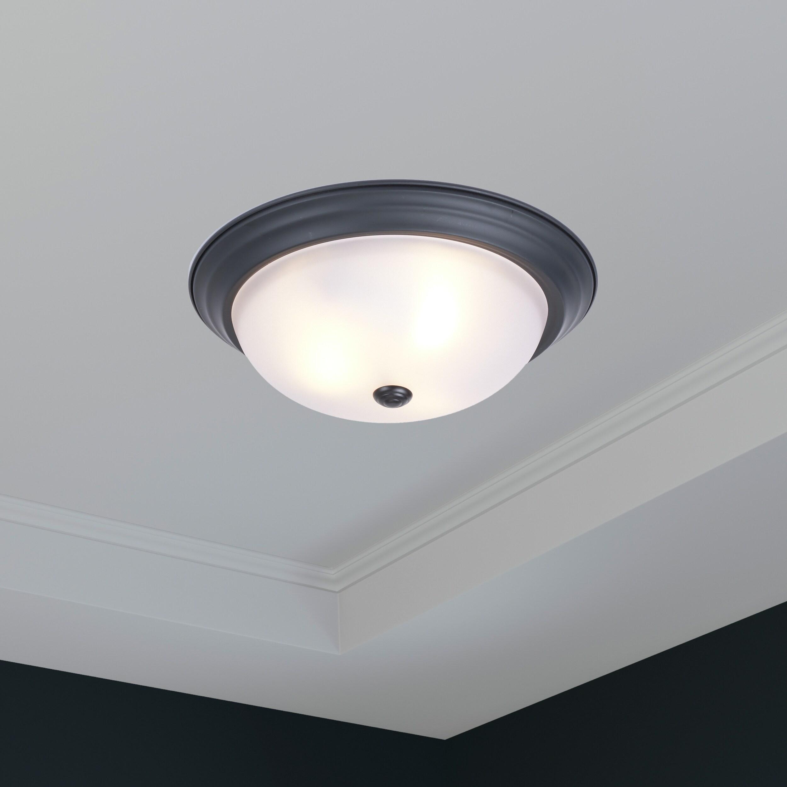 1257M-ORB-W-Designers Fountain-13 Inch 2 Light Flush Mount-Oil Rubbed Bronze Finish-Etched Glass Color