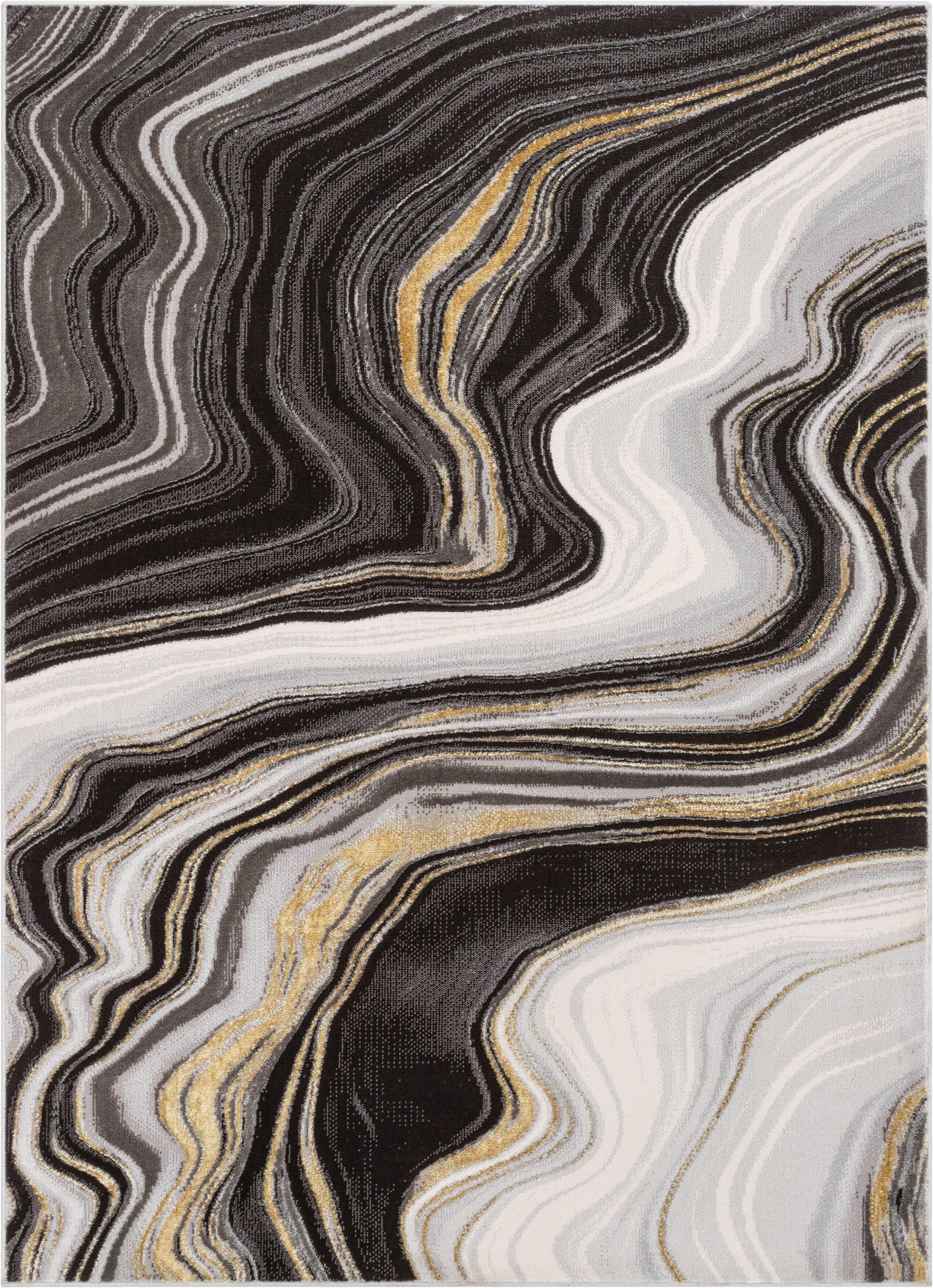 Well Woven Warren Retro Abstract Waves Glam Rug