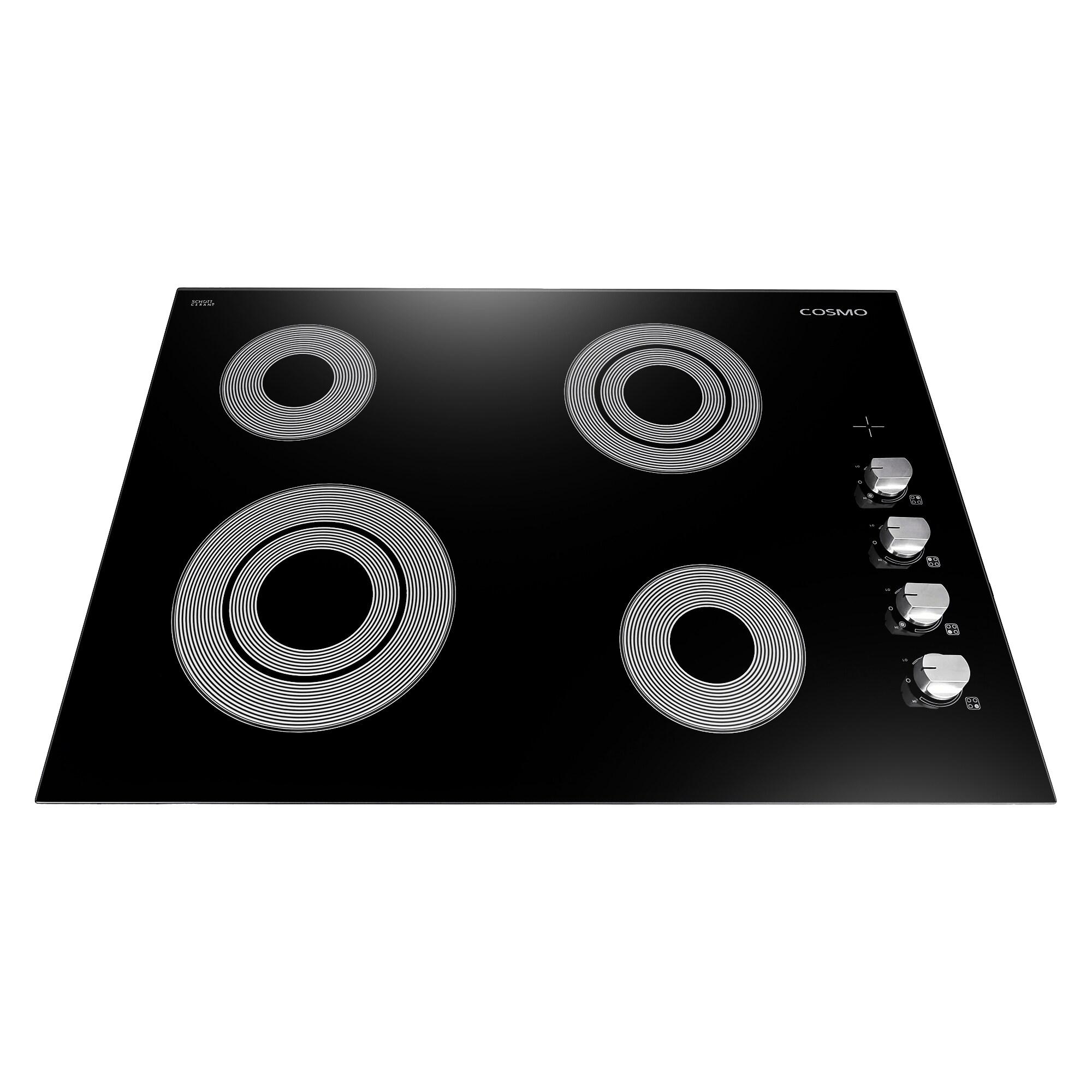 Cosmo 30 in. Electric Ceramic Glass Cooktop with 4 Burners, Dual Zone Elements, Hot Surface Indicator Light and Control Knobs