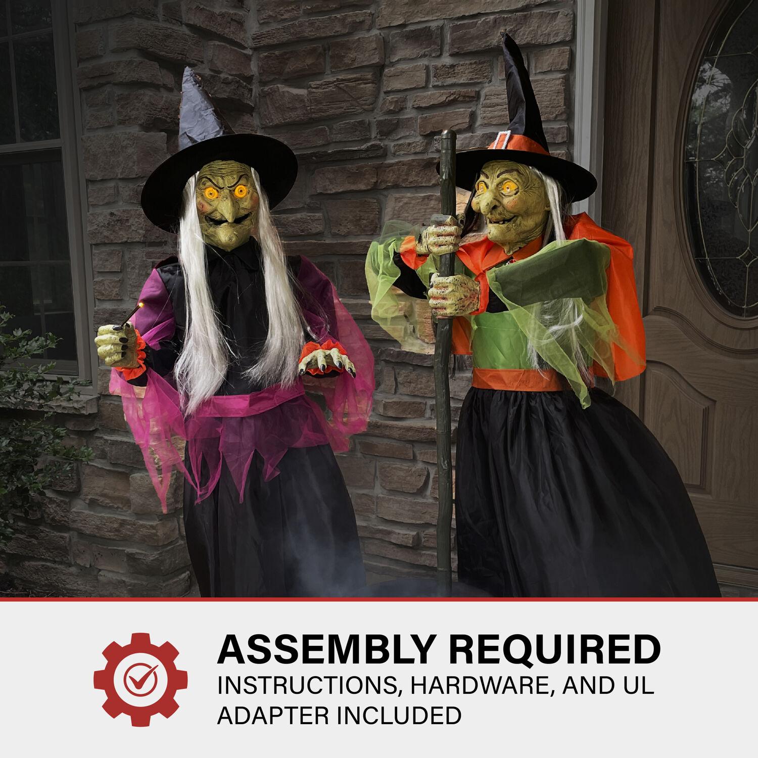 Haunted Hill Farm Haunted Hill Farm Motion-Activated Wicked Cauldron Witches, Plug-In Talking Halloween Animatronic