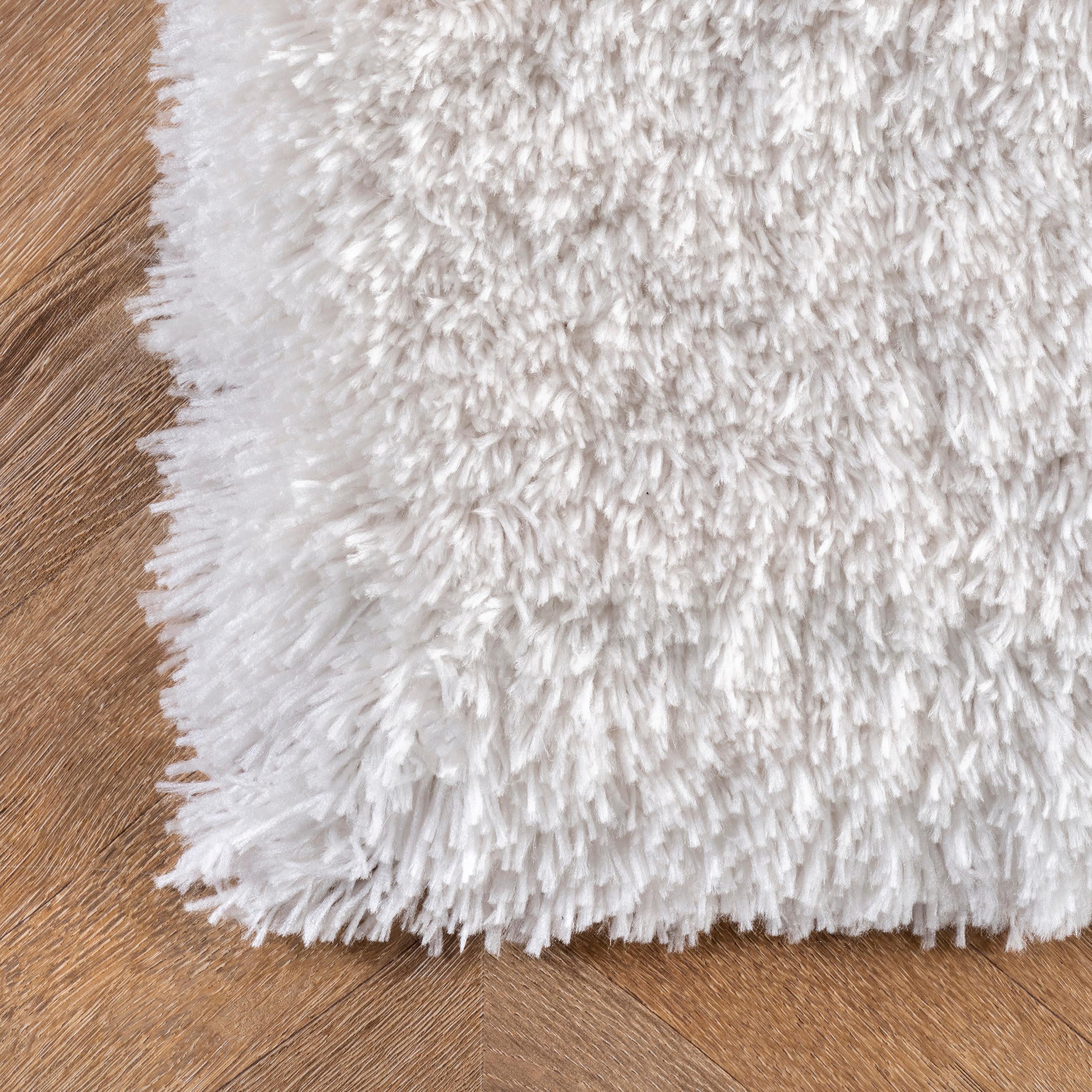 4'x6' Hand Tufted Kristan Shag Area Rug Ivory - nuLOOM: Contemporary High Pile, Skid-Resistant, Indoor Use