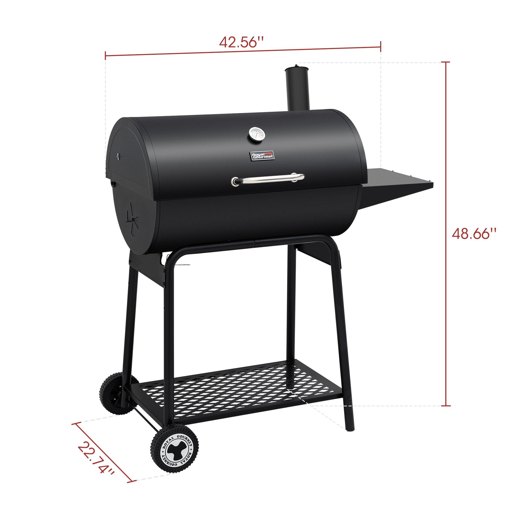 Royal Gourmet 30" Barrel Charcoal Grill with Side Shelf