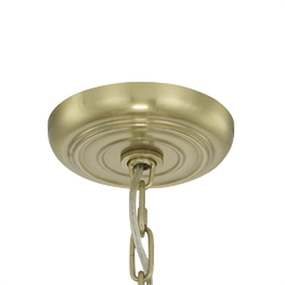 Elegant Aged Brass and Crystal 8-Light Chandelier with Silk Shade