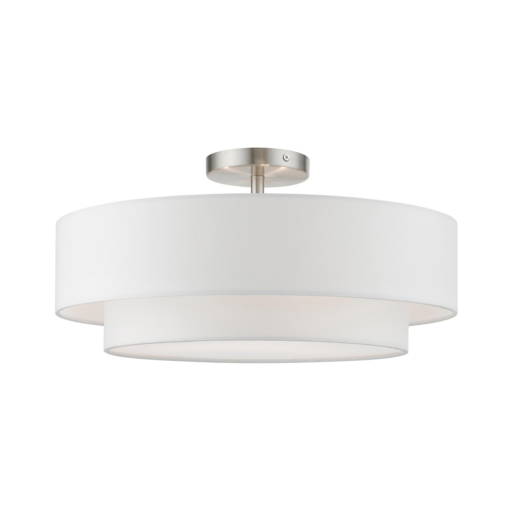 Livex Lighting Meridian 3 - Light Semi-Flush Mount in  Brushed Nickel