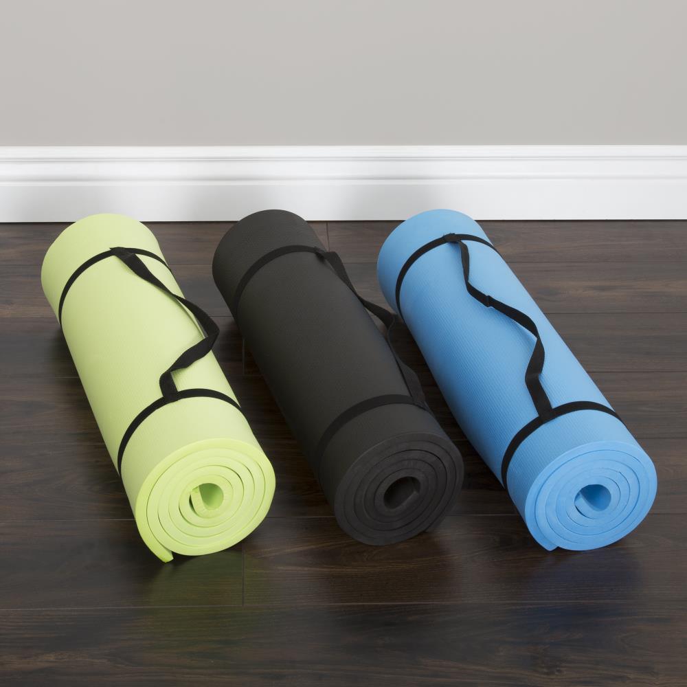 Extra-Thick Yoga Mat 0.5"H - Durable Comfort Non-Slip Foam Workout Mat with Carrying Strap by Wakeman (Black)