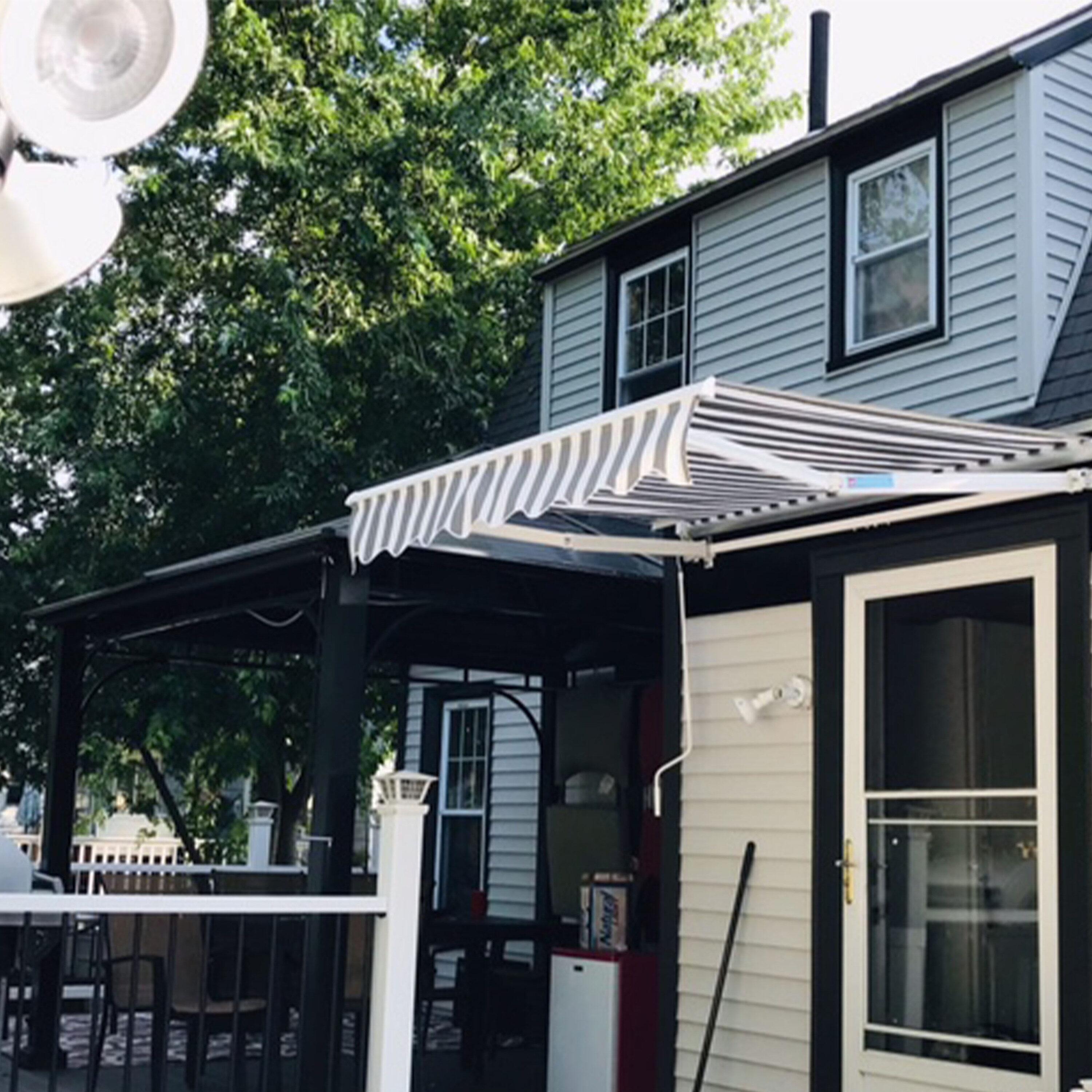 Motorized Retractable White Frame Patio Awning
