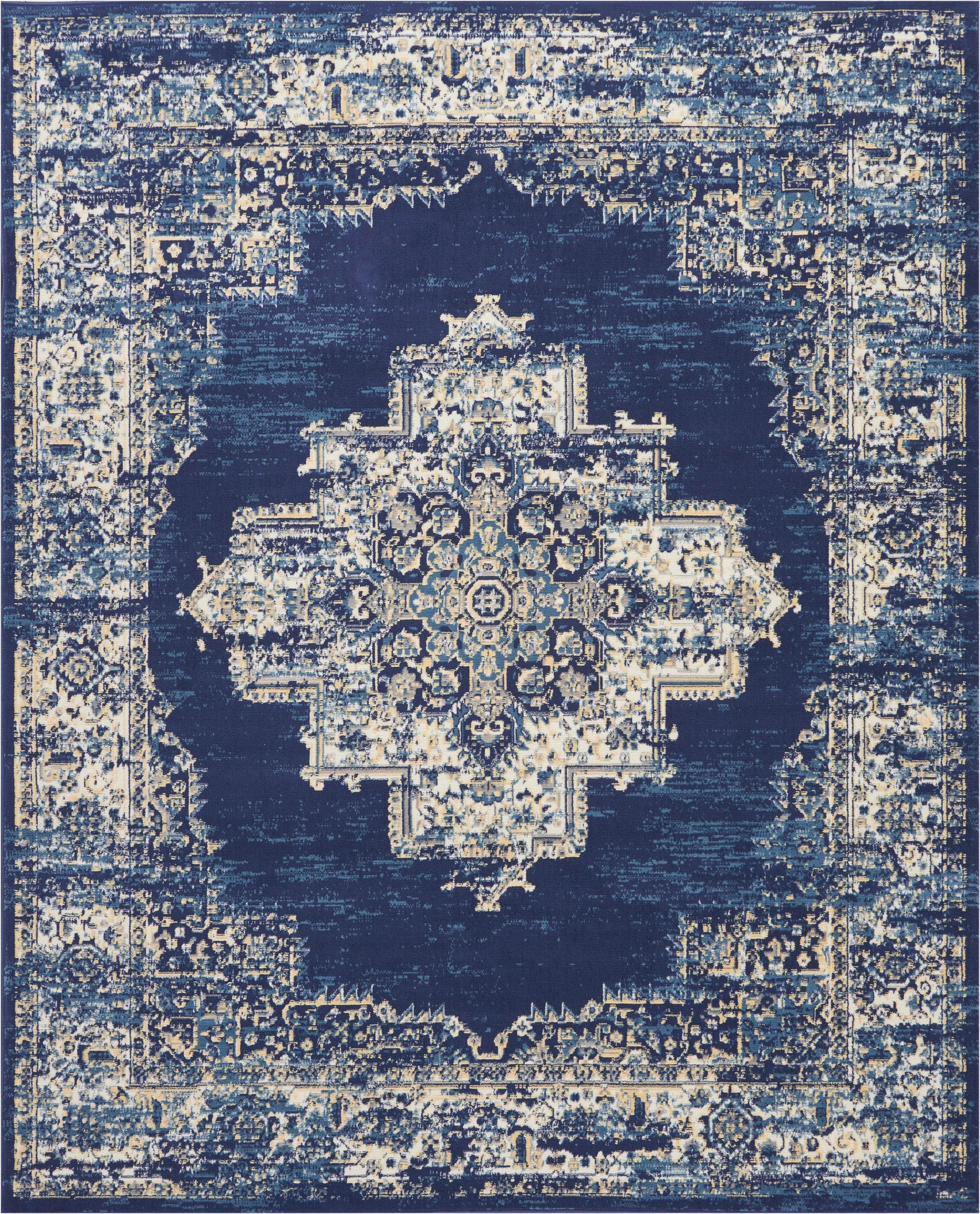 Nourison Grafix GRF14 Navy Blue Area Rug 7'10" x 9'10"