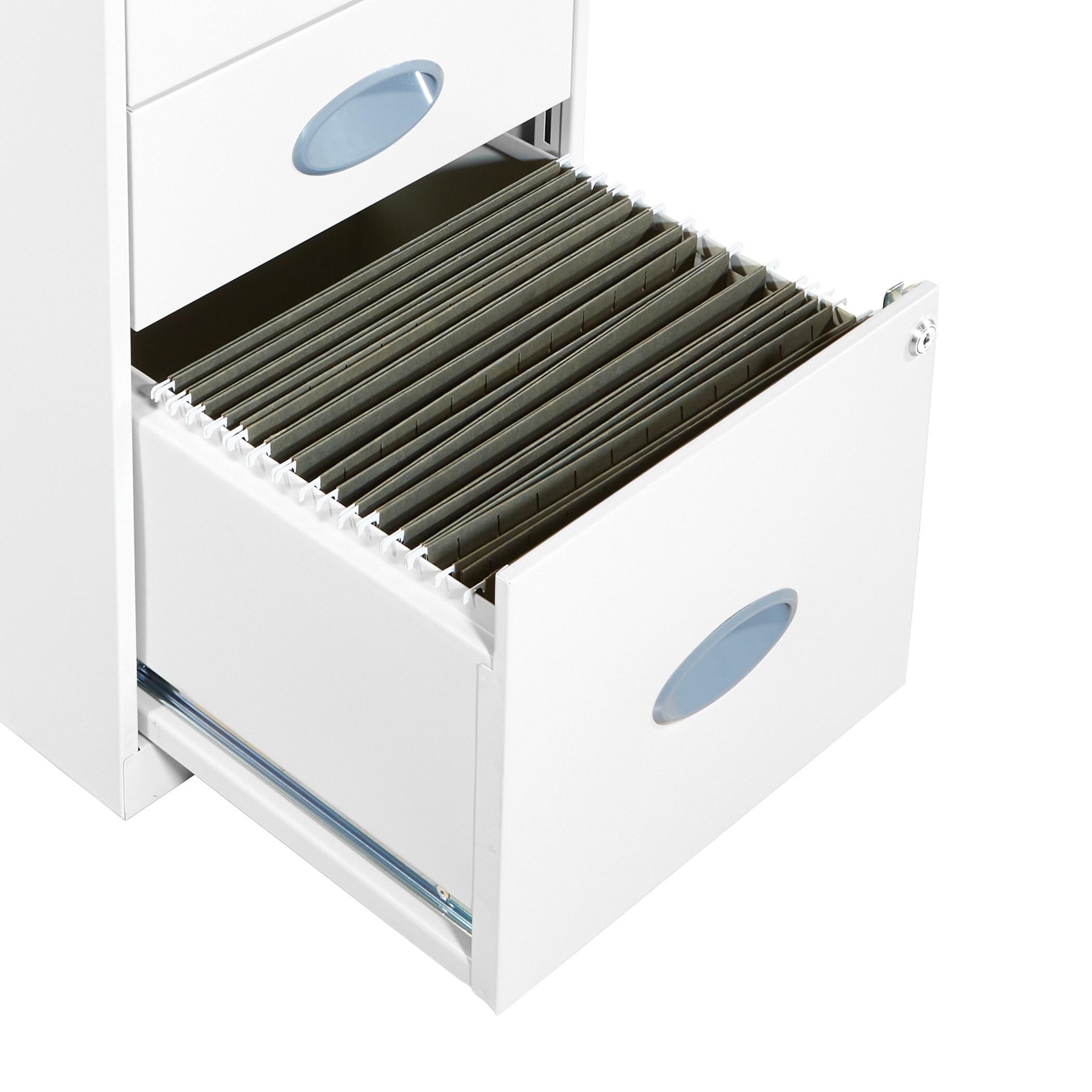 OSP Home Furnishings 2-Drawer Mobile Locking Metal File Cabinet, White