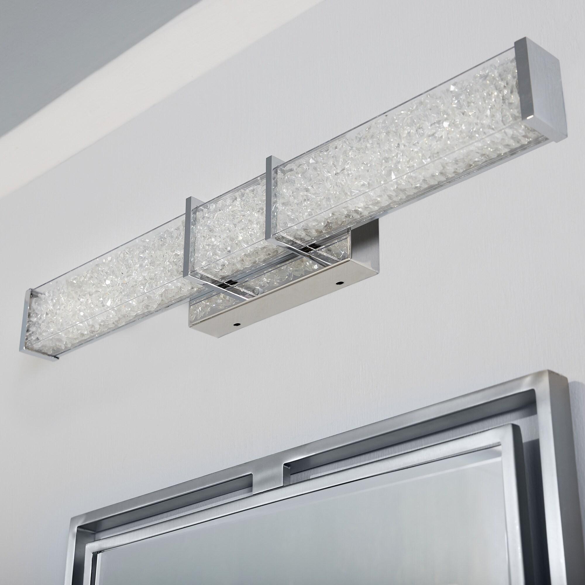 Artika Riviera 27 in. 1-Light Chrome Modern Integrated LED Vanity Light Bar for Bathroom with Crystals