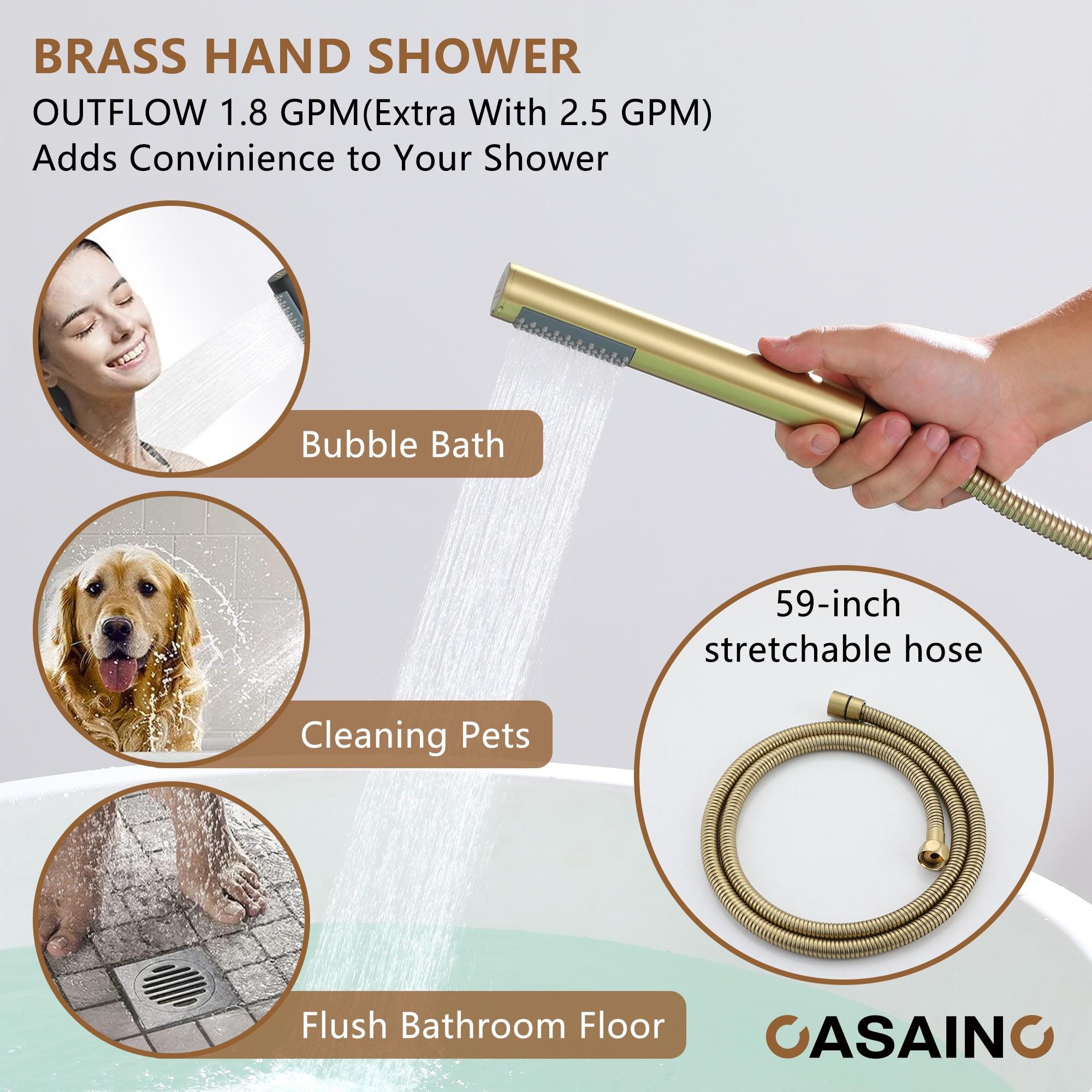 Single Handle Freestanding Bathtub Faucet with Diverter and Handshower
