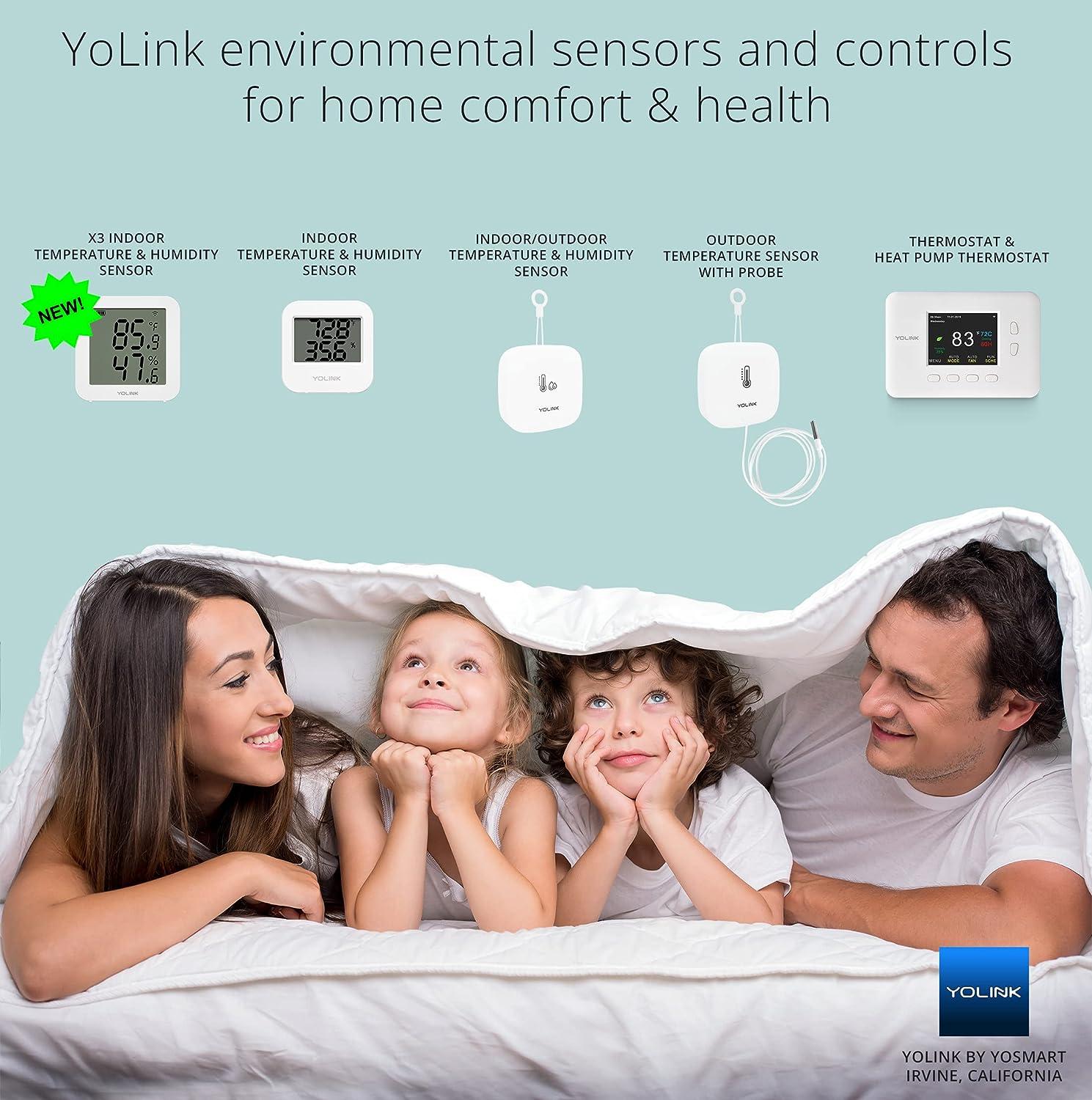YoLink Smart Water Leak Sensor, 1/4 mile Range White Smart Household Water Sensor 3 Pack