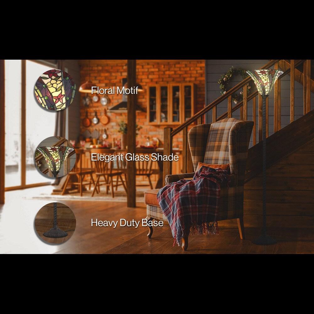 Williams Tiffany-Style 71" Torchiere LED Floor Lamp, Bronze