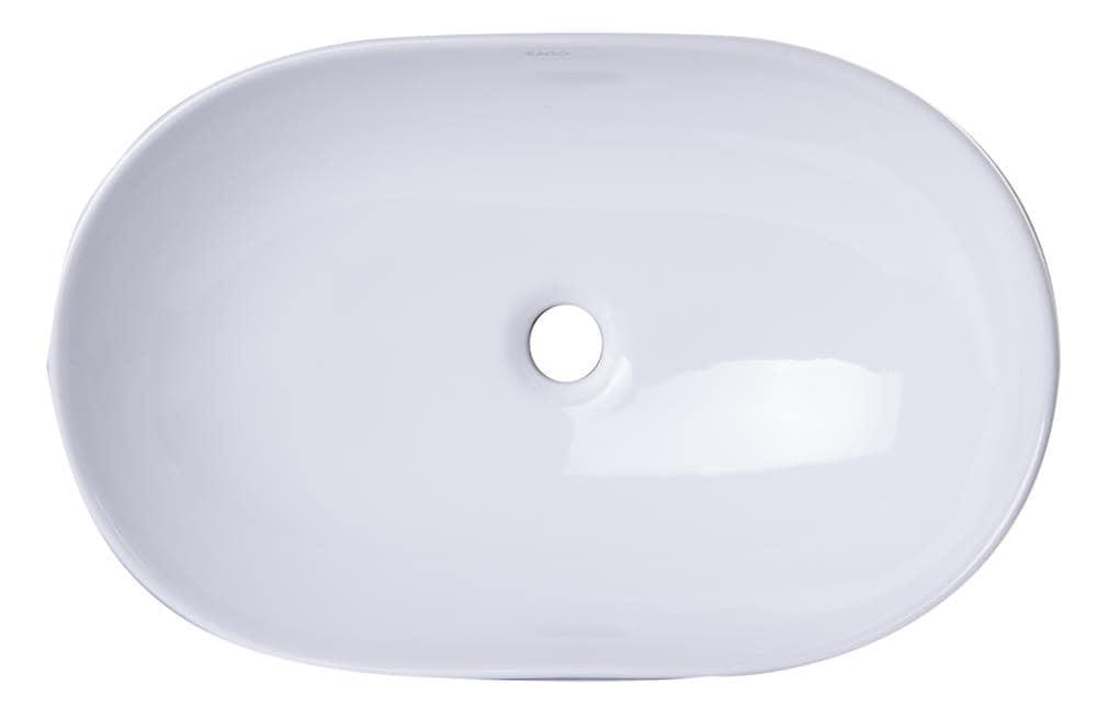 EAGO 14.75'' White Porcelain Oval Bathroom Sink