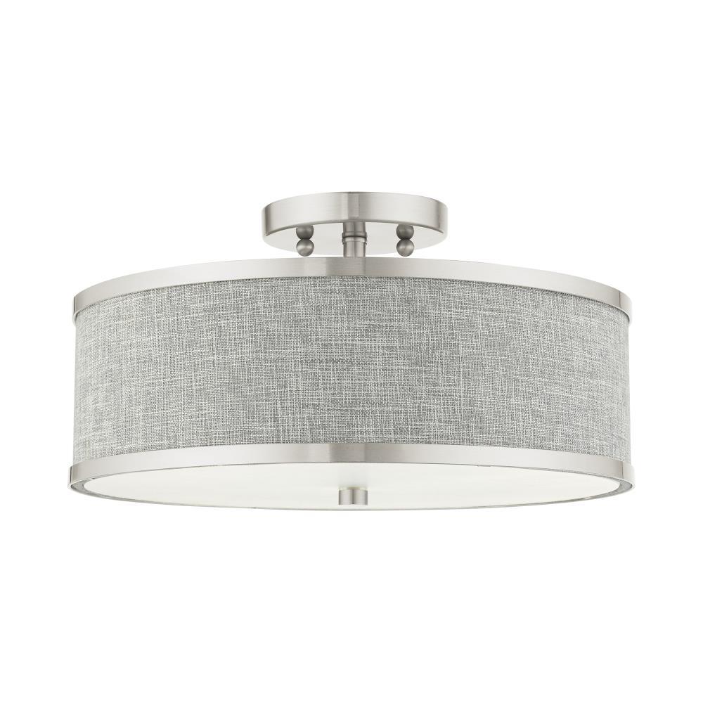 Livex Lighting Park Ridge 3 - Light Semi-Flush Mount in  Brushed Nickel