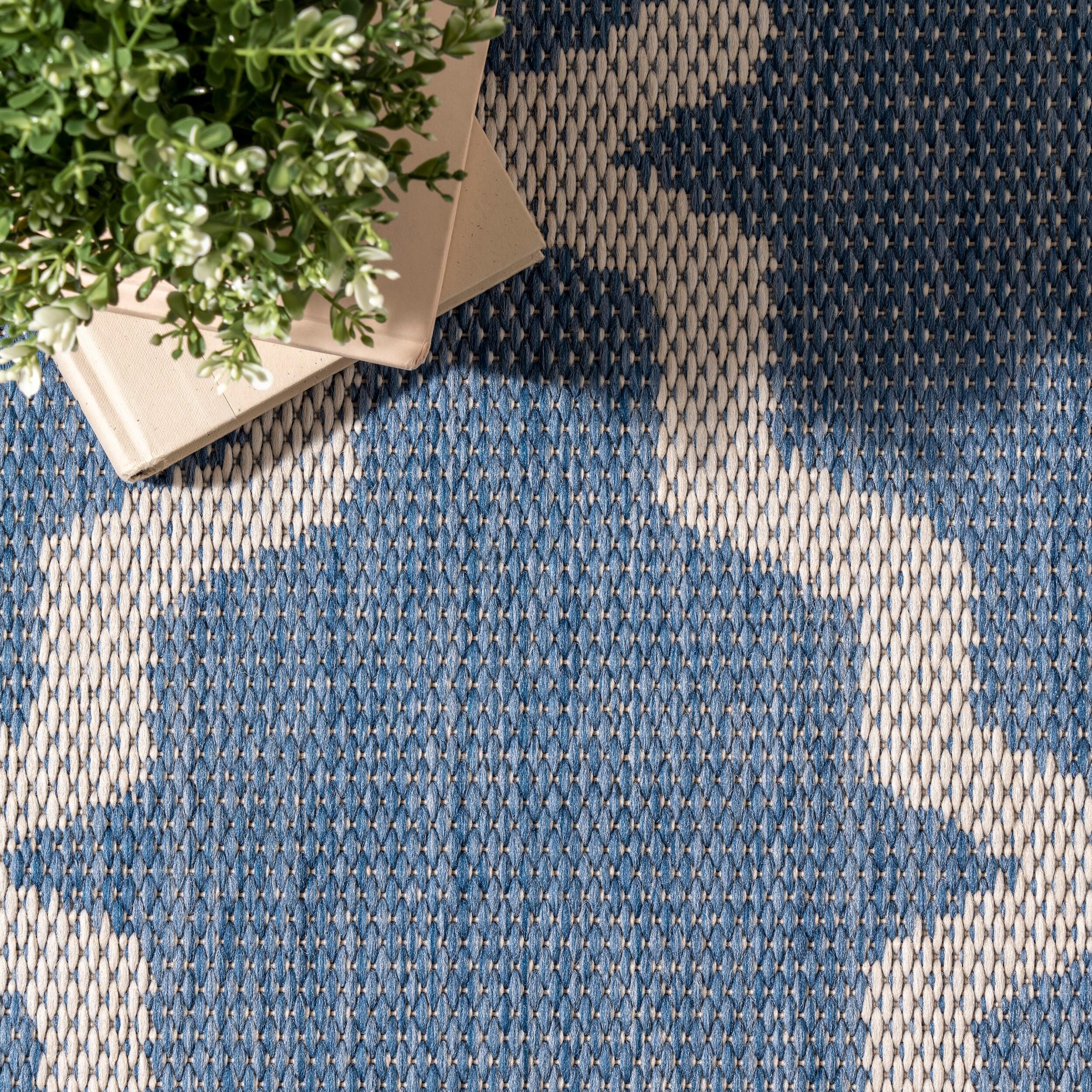 nuLOOM Gina Moroccan Indoor/Outdoor Accent Rug, 3' x 5', Blue