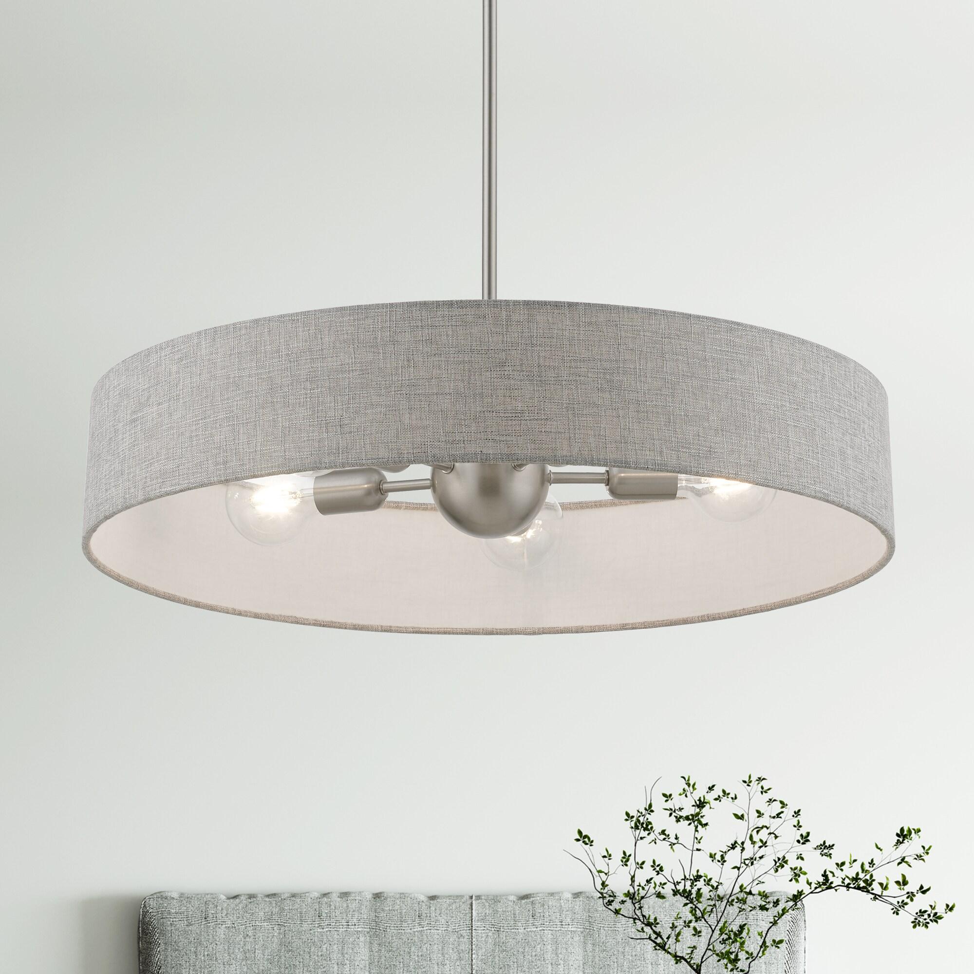 Livex Lighting Elmhurst 5 - Light Pendant in Brushed Nickel/Shiny White