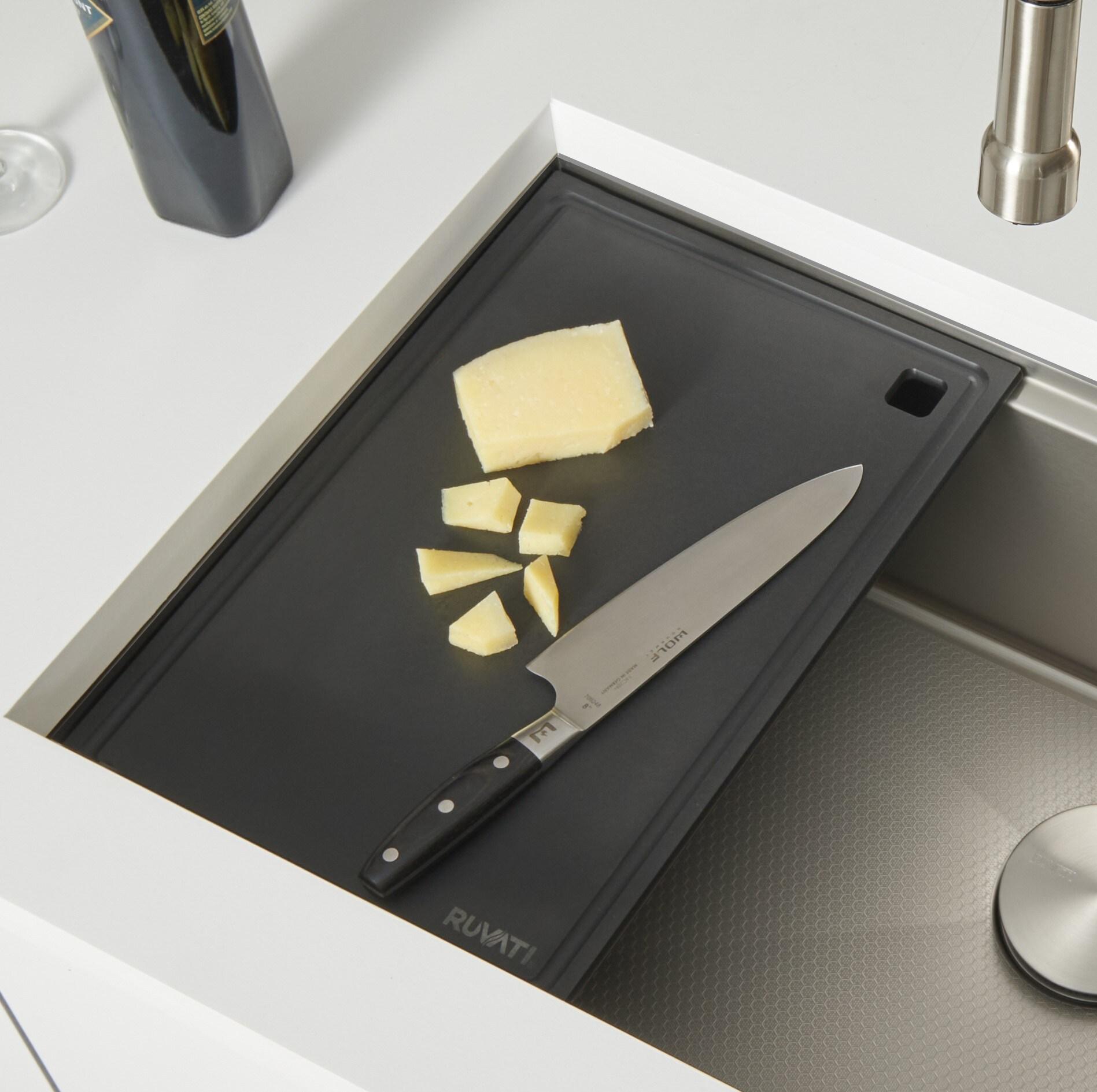 Ruvati Ruvati 17 x 11 inch LedgeFit Black Resin Replacement Cutting Board for Ruvati Workstation Sinks