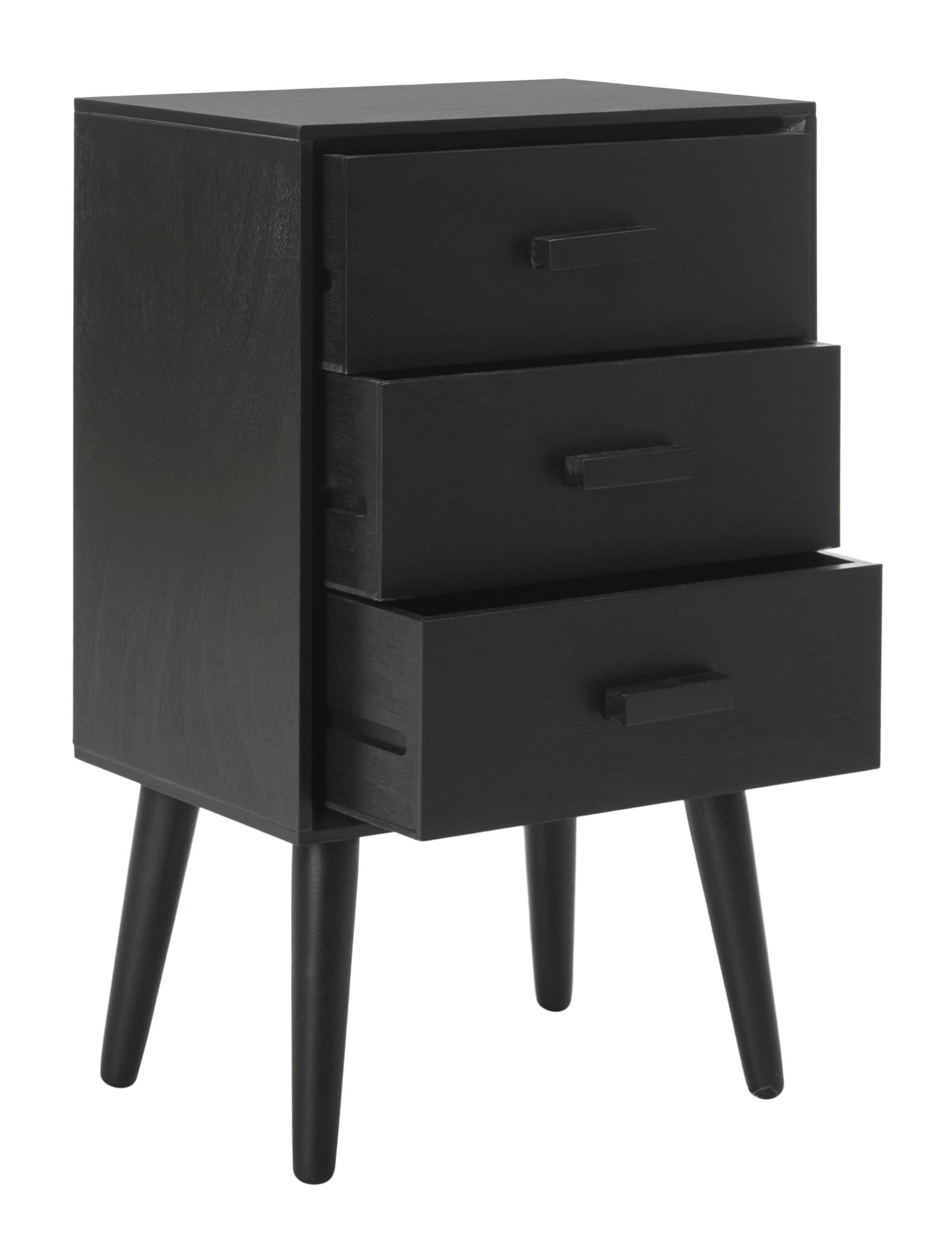 Pomona 3 Drawer Accent Table - Black - Safavieh.