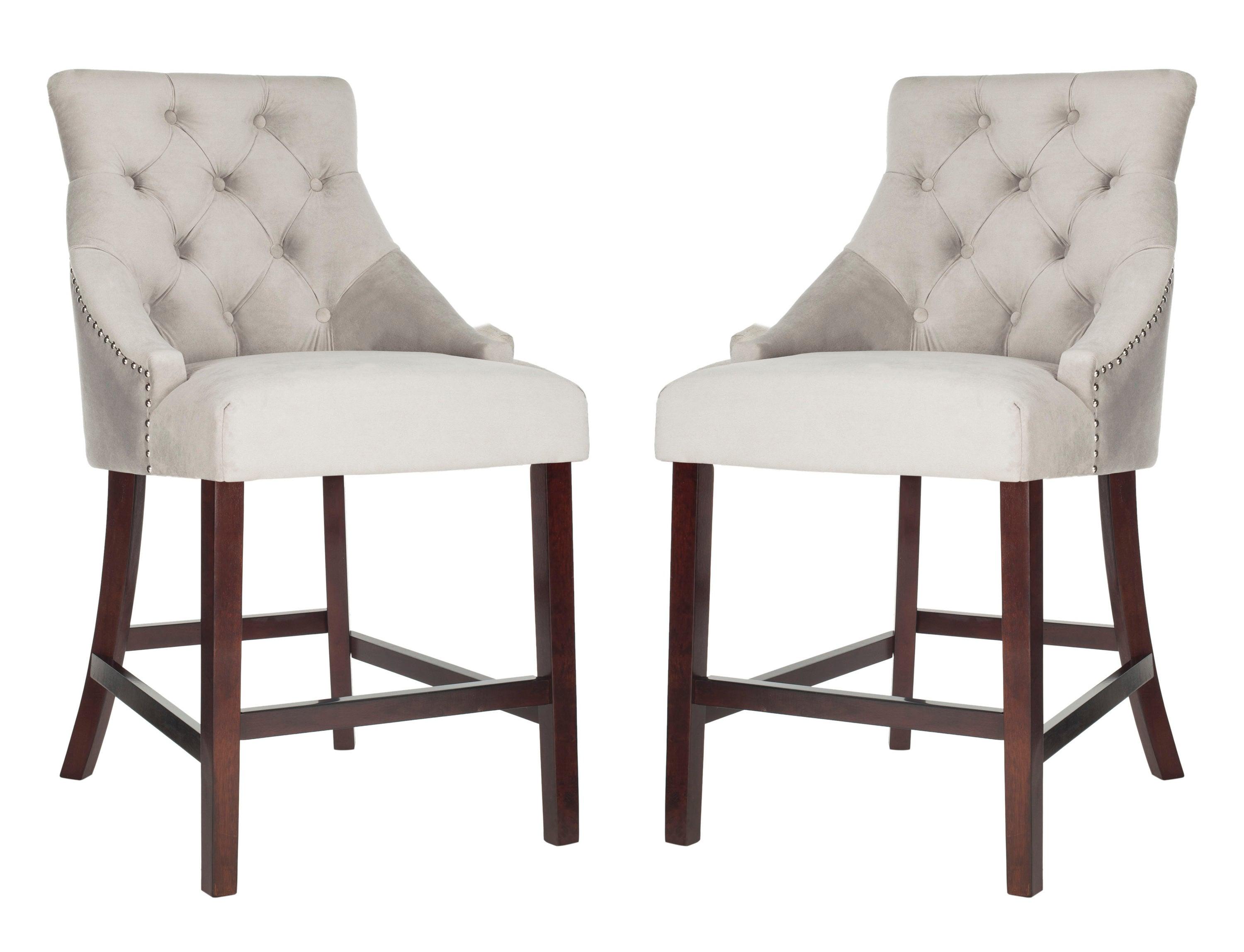 Balyon Upholstered Counter Stool with Solid Wood Frame (Set of 2)