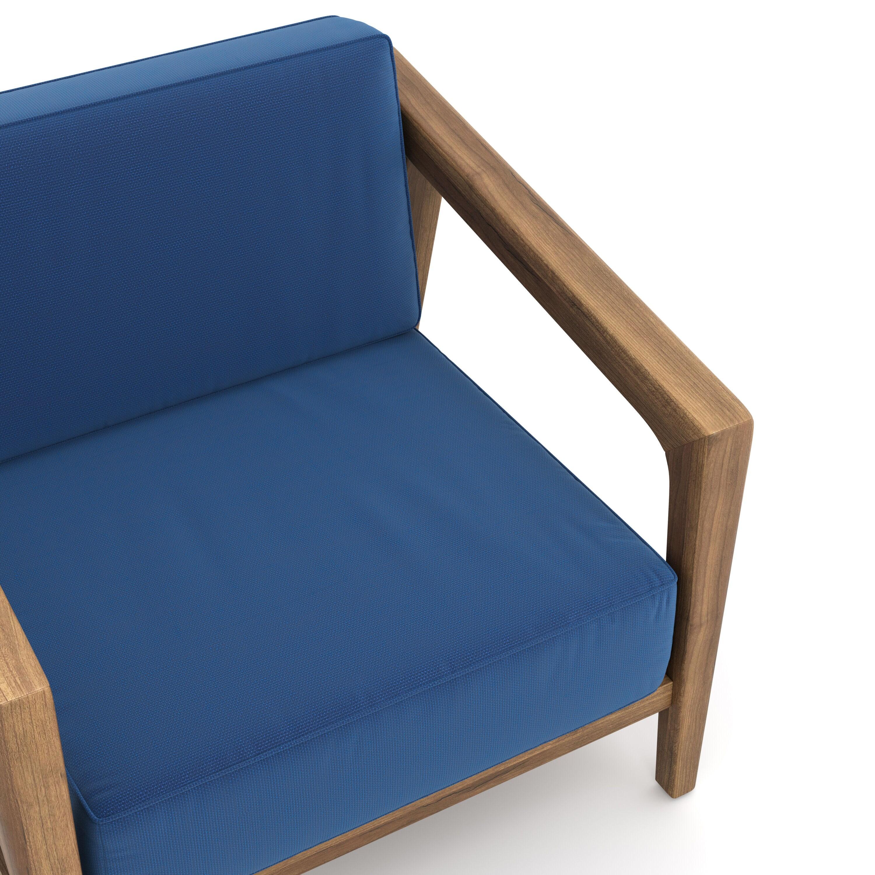 New Classic Furniture Bali Solid Wood Patio Club Chair in Dark Blue (Set of 2)